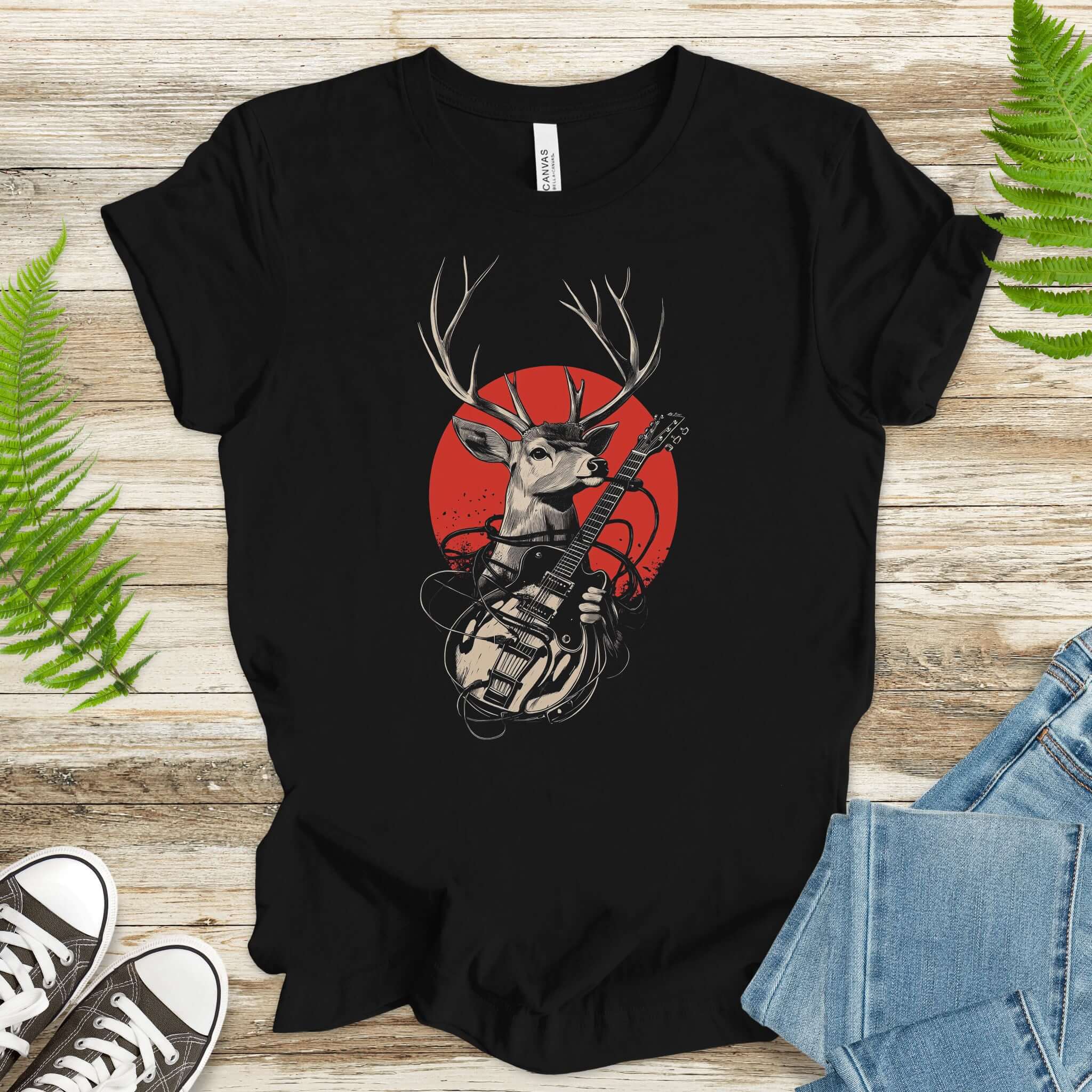 Rock & Roam – Japanese Style Deer Guitarist T-Shirt