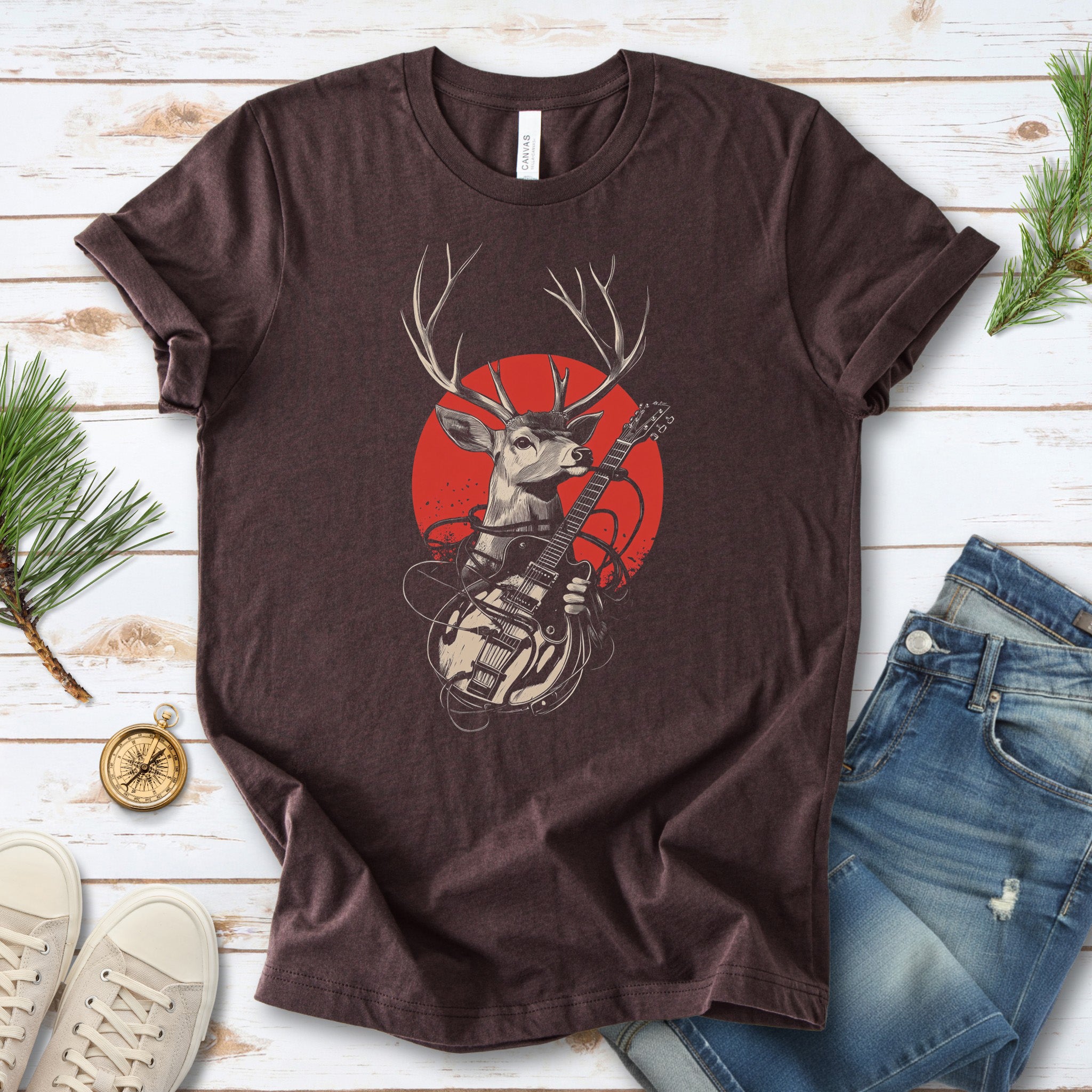 Rock & Roam – Japanese Style Deer Guitarist T-Shirt