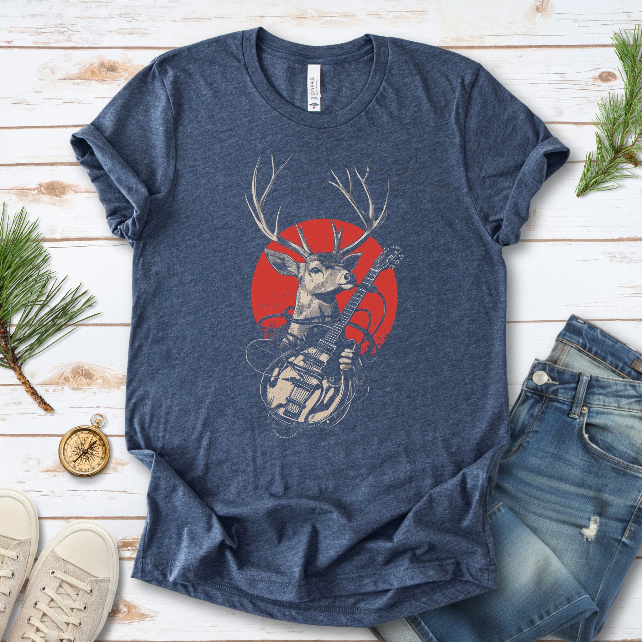 Rock & Roam – Japanese Style Deer Guitarist T-Shirt
