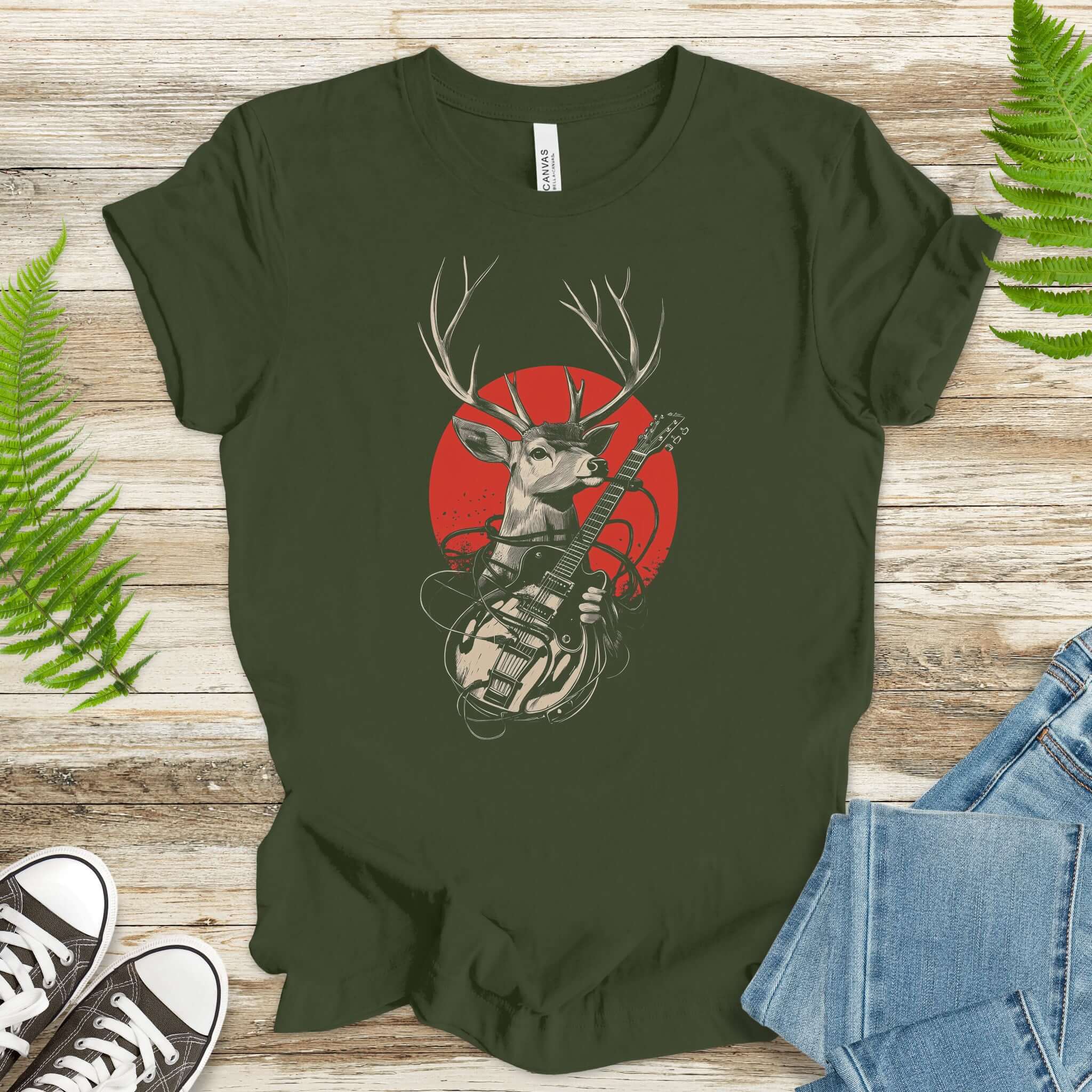 Rock & Roam – Japanese Style Deer Guitarist T-Shirt