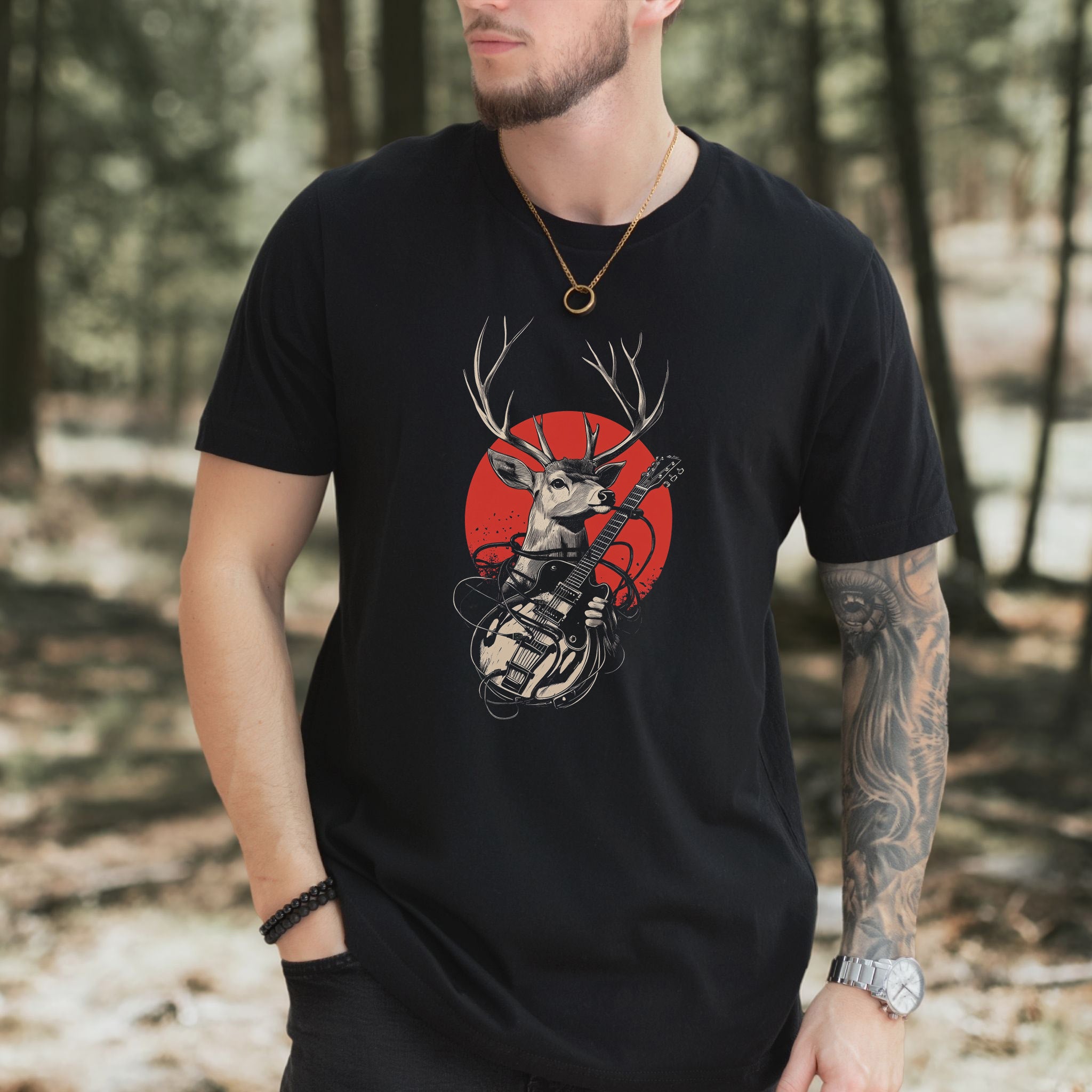 Rock & Roam – Japanese Style Deer Guitarist T-Shirt