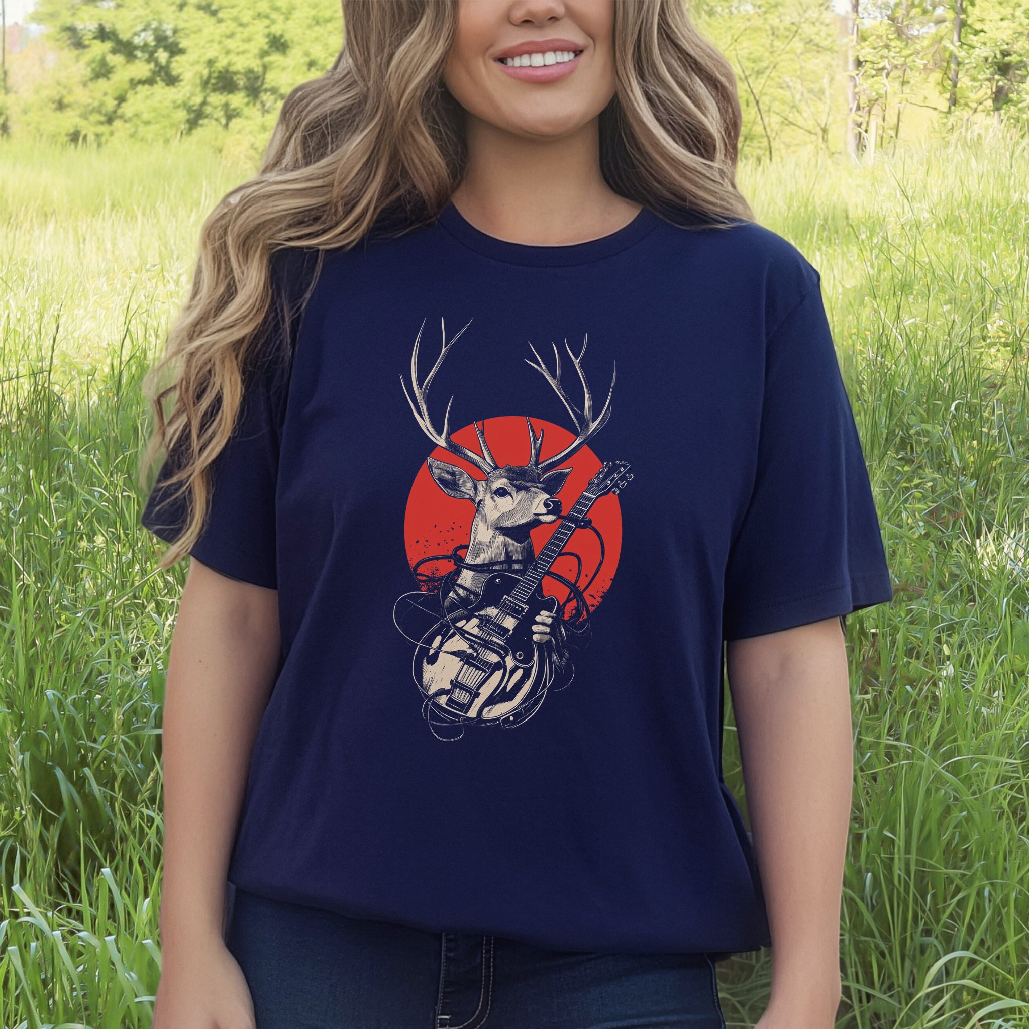 Rock & Roam – Japanese Style Deer Guitarist T-Shirt