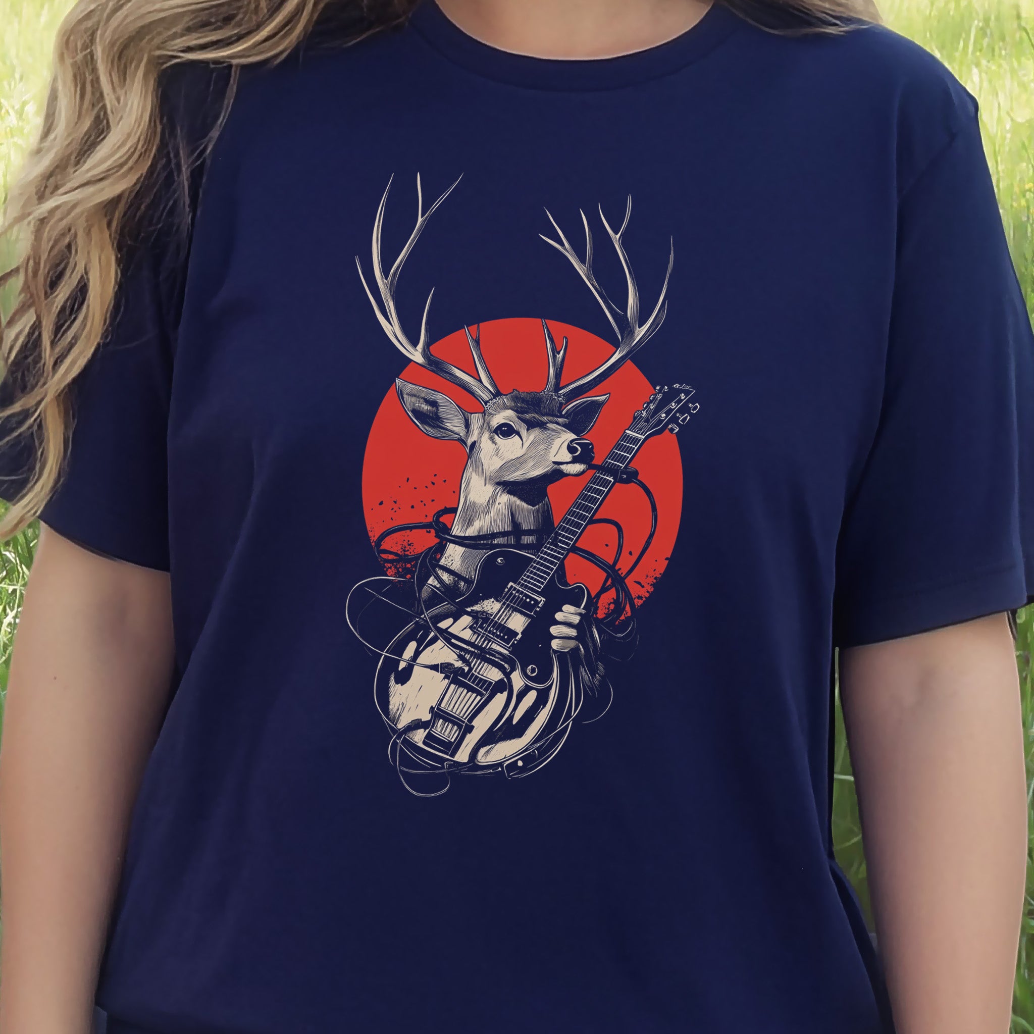 Rock & Roam – Japanese Style Deer Guitarist T-Shirt