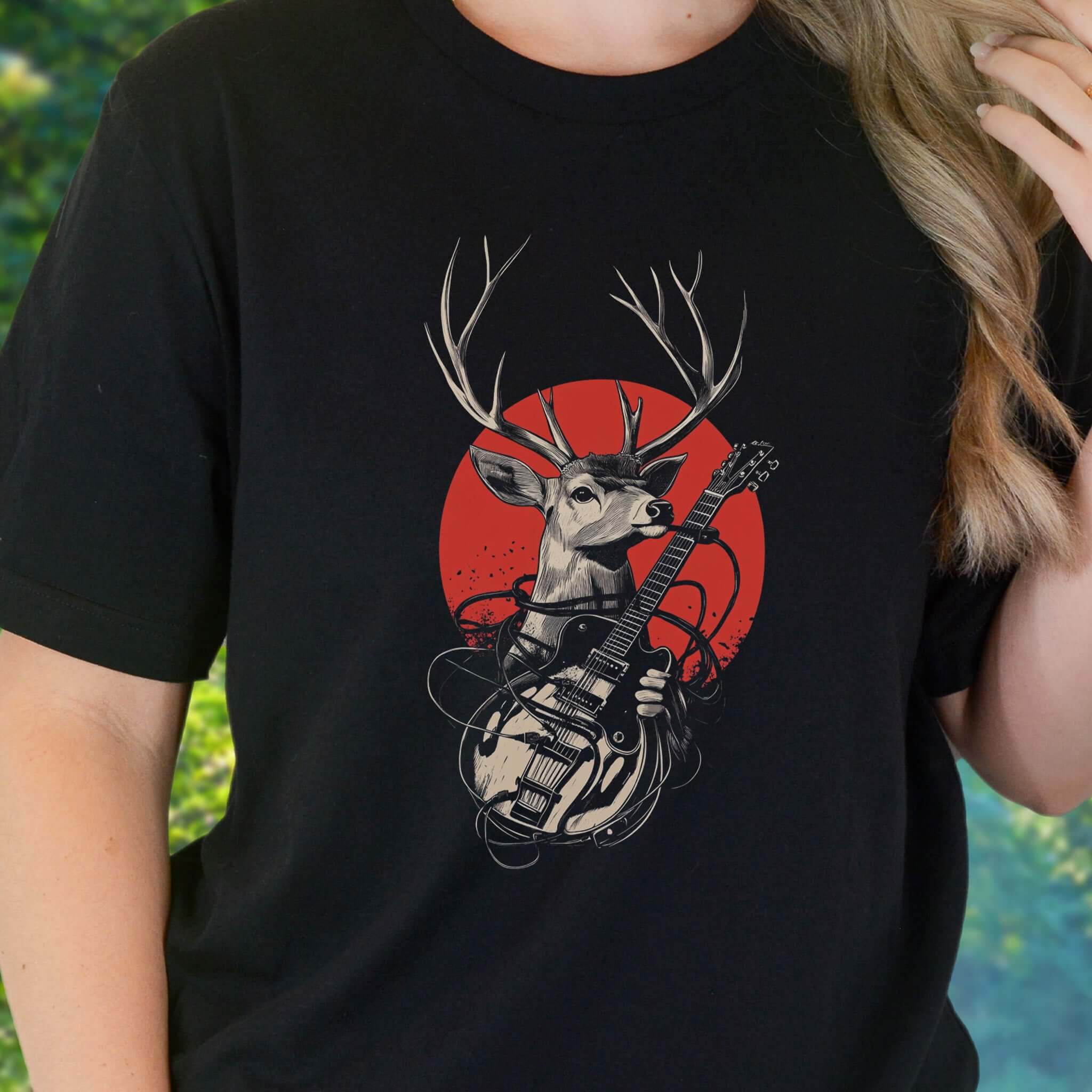 Rock & Roam – Japanese Style Deer Guitarist T-Shirt
