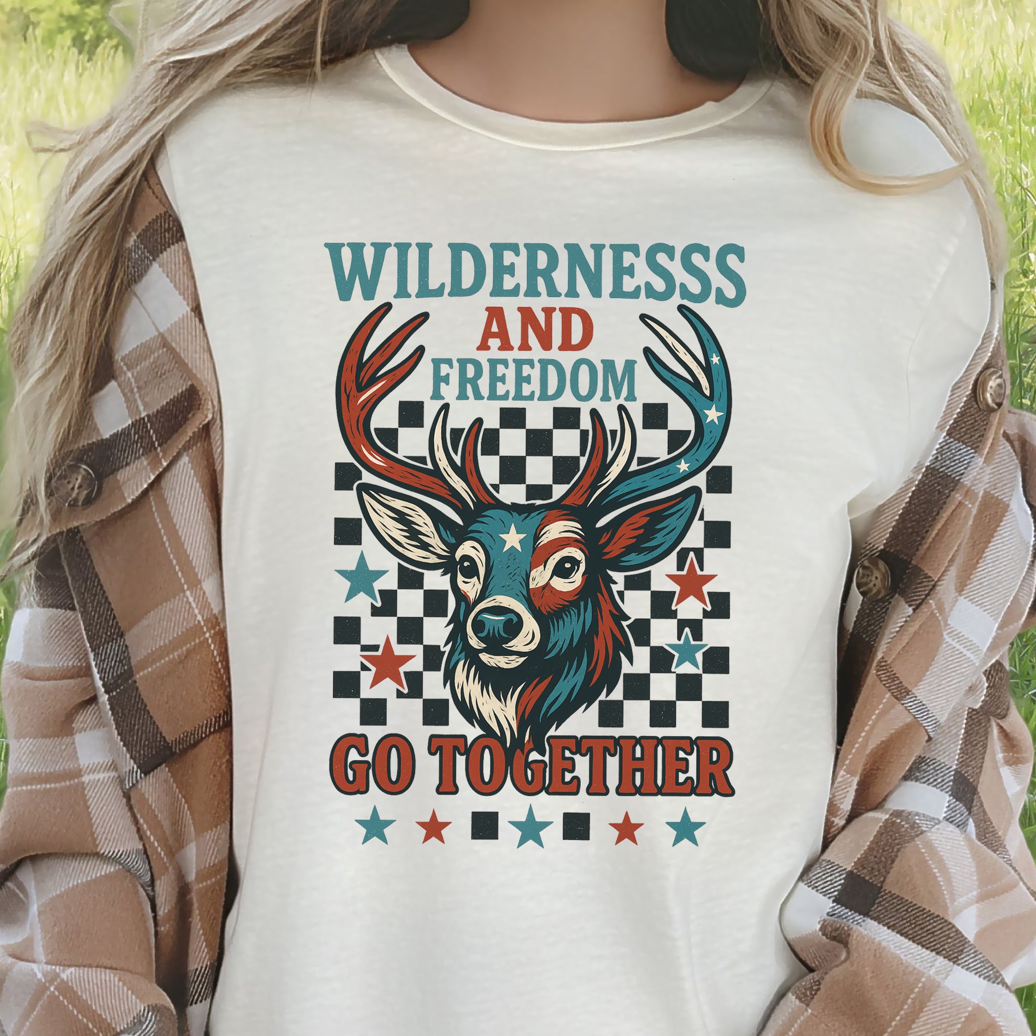 Deer Wilderness and Freedom 4th of July T-Shirt