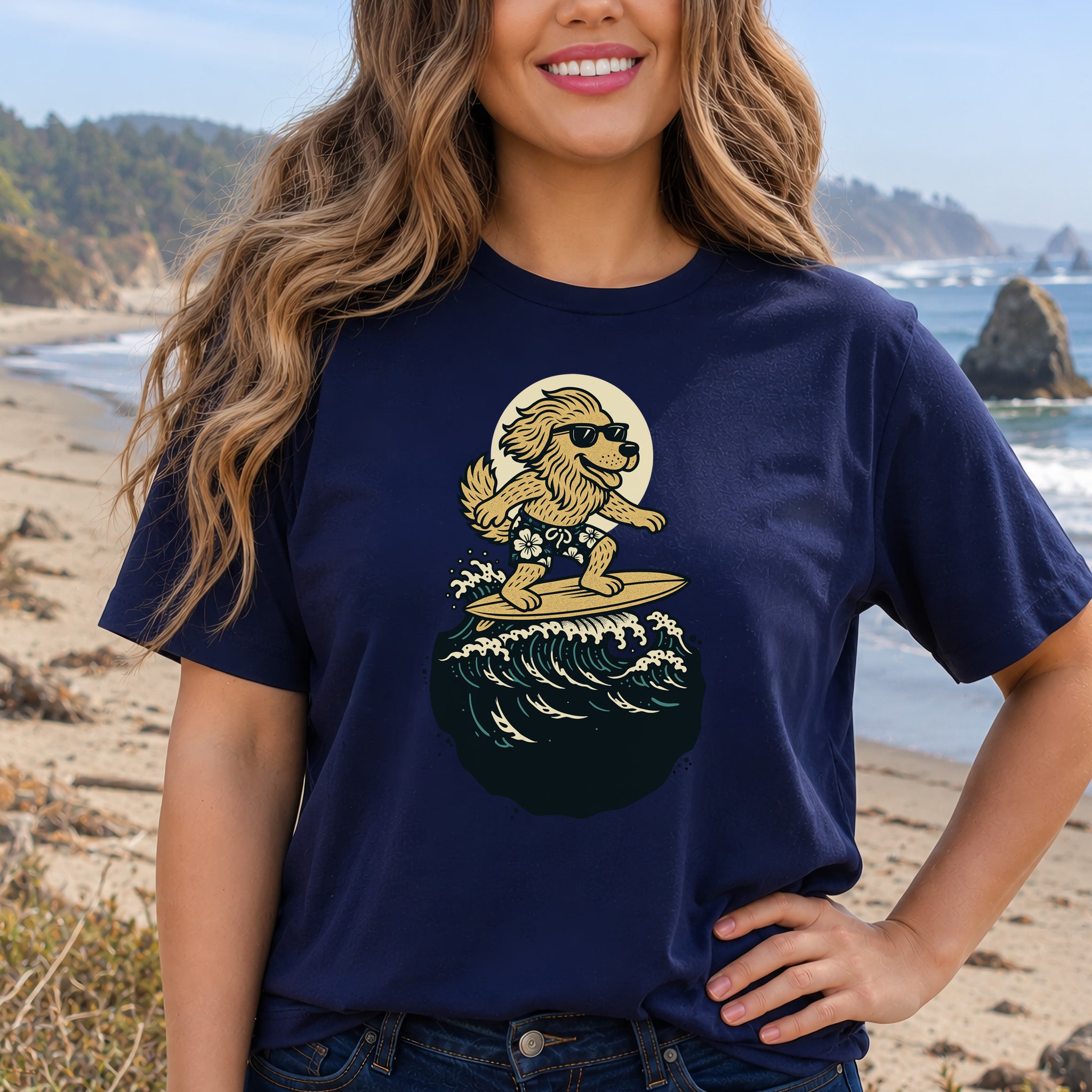 Surfing Dog in Shades T-Shirt