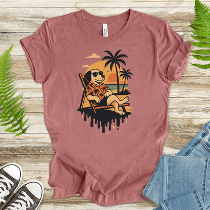 Vacation Dog Sunset T-Shirt – Funny Retro Beach Vibes Tee