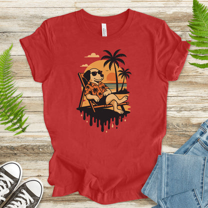 Vacation Dog Sunset T-Shirt – Funny Retro Beach Vibes Tee