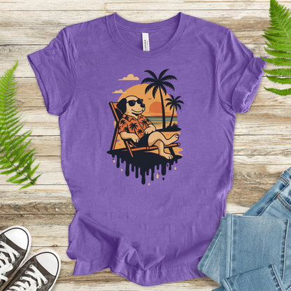 Vacation Dog Sunset T-Shirt – Funny Retro Beach Vibes Tee
