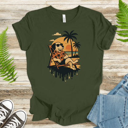 Vacation Dog Sunset T-Shirt – Funny Retro Beach Vibes Tee