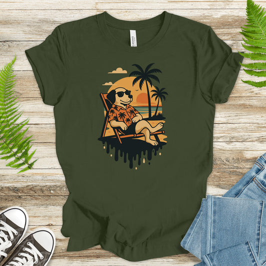 Vacation Dog Sunset T-Shirt – Funny Retro Beach Vibes Tee