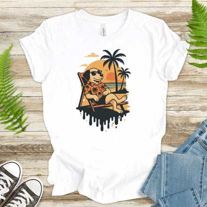 Vacation Dog Sunset T-Shirt – Funny Retro Beach Vibes Tee