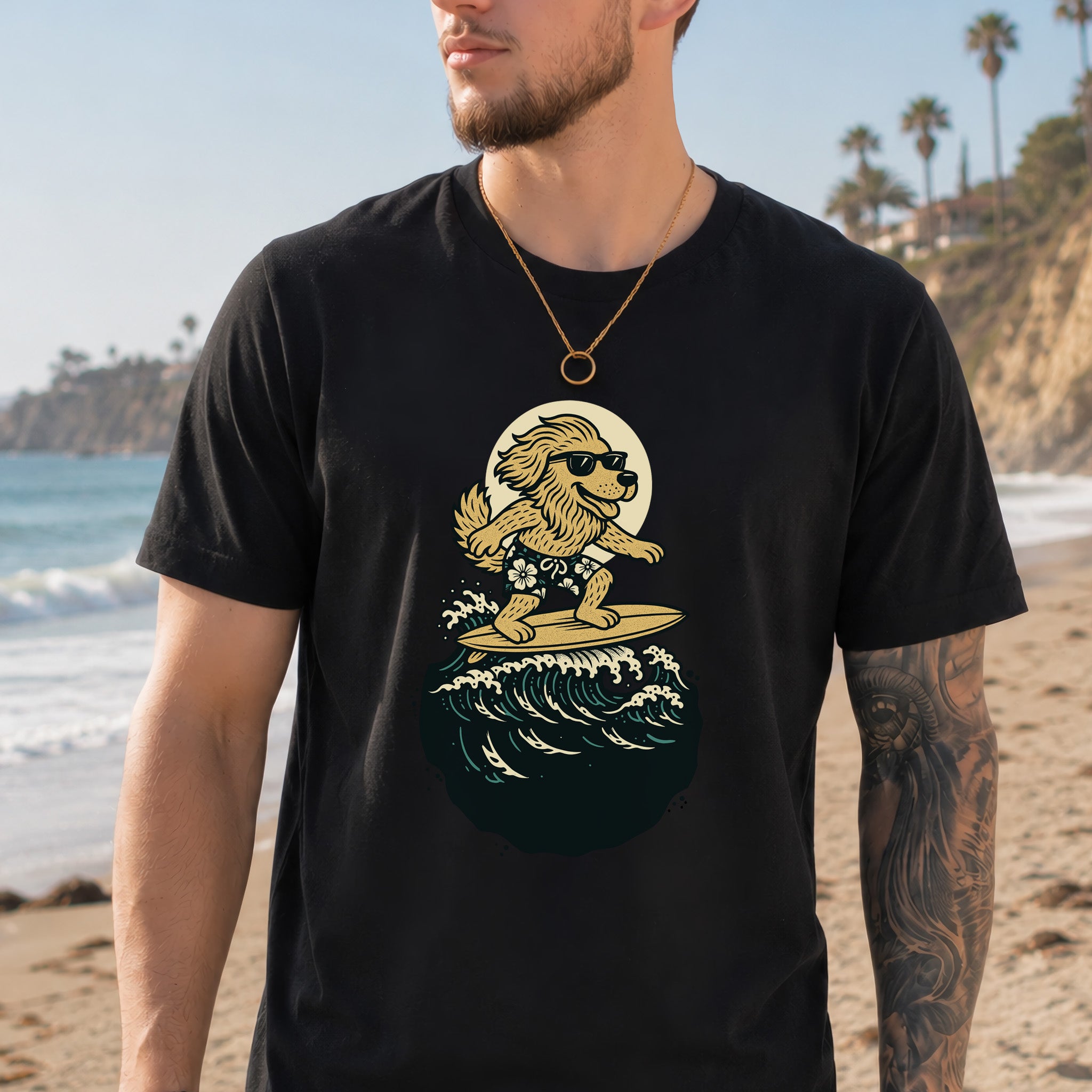 Surfing Dog in Shades T-Shirt