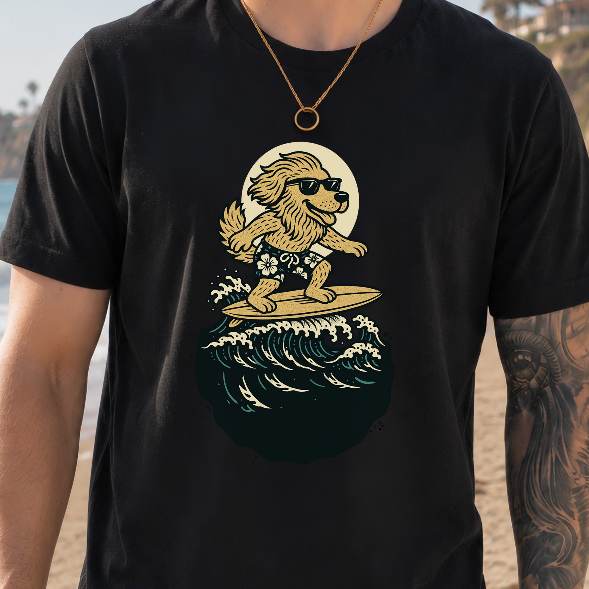 Surfing Dog in Shades T-Shirt