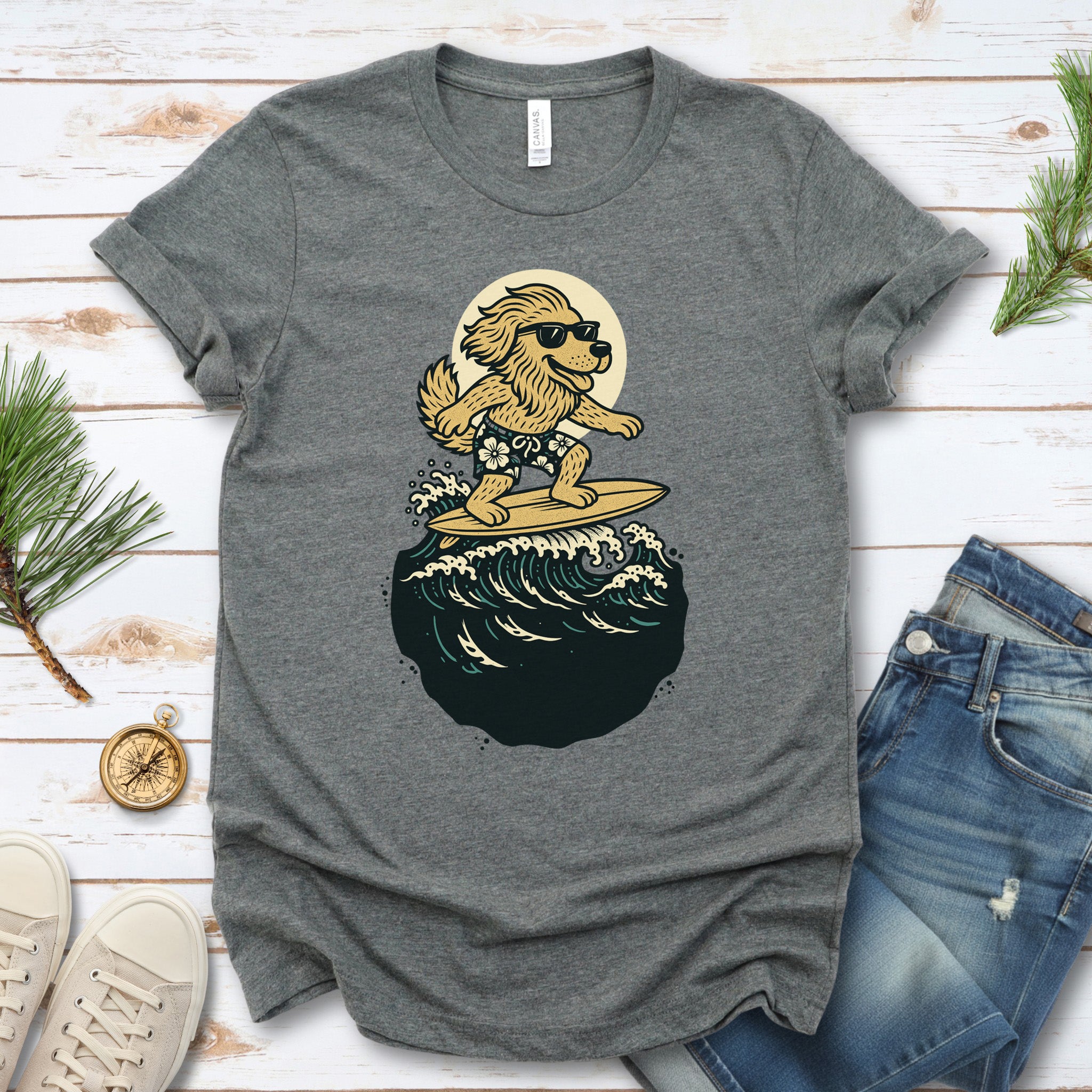 Surfing Dog in Shades T-Shirt