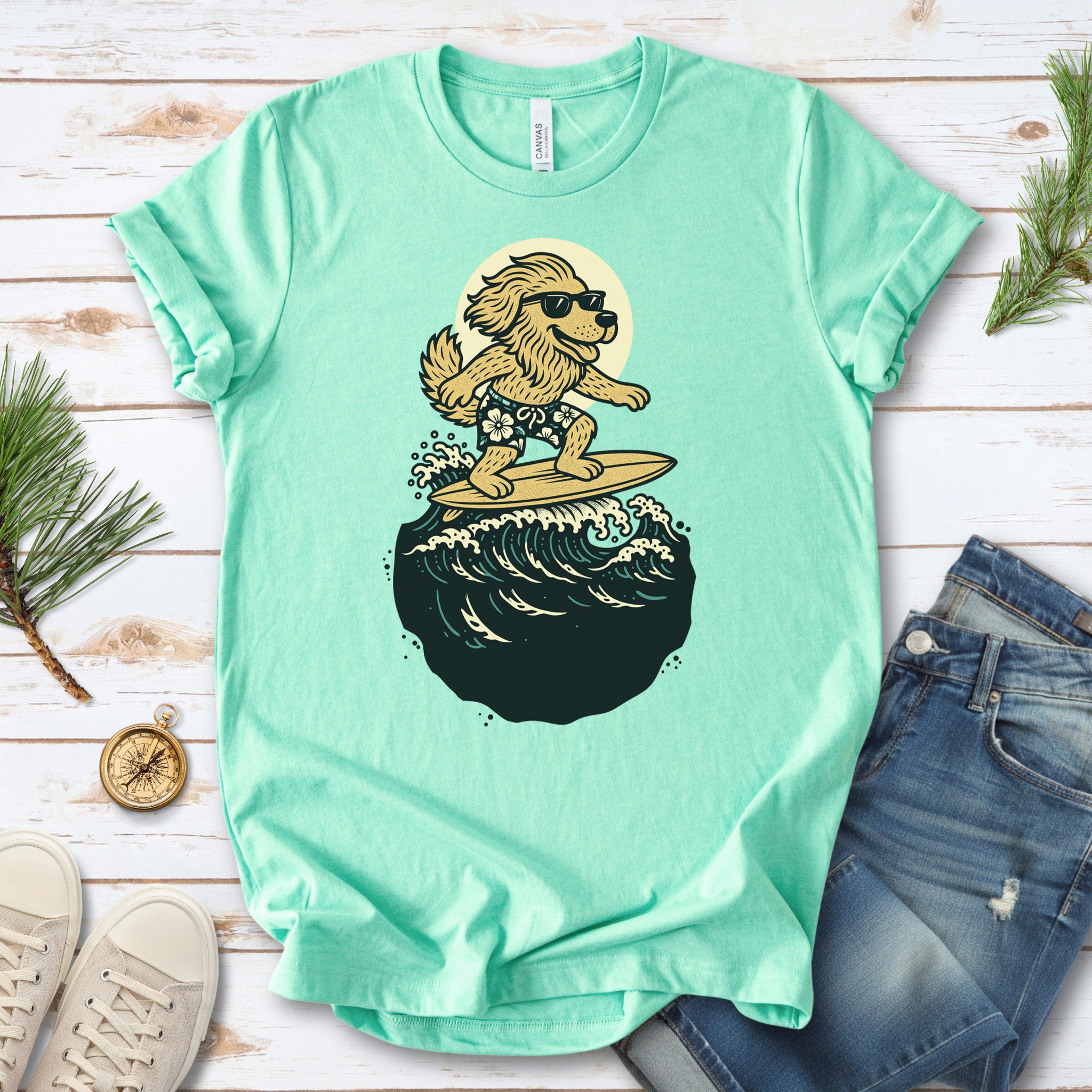 Surfing Dog in Shades T-Shirt