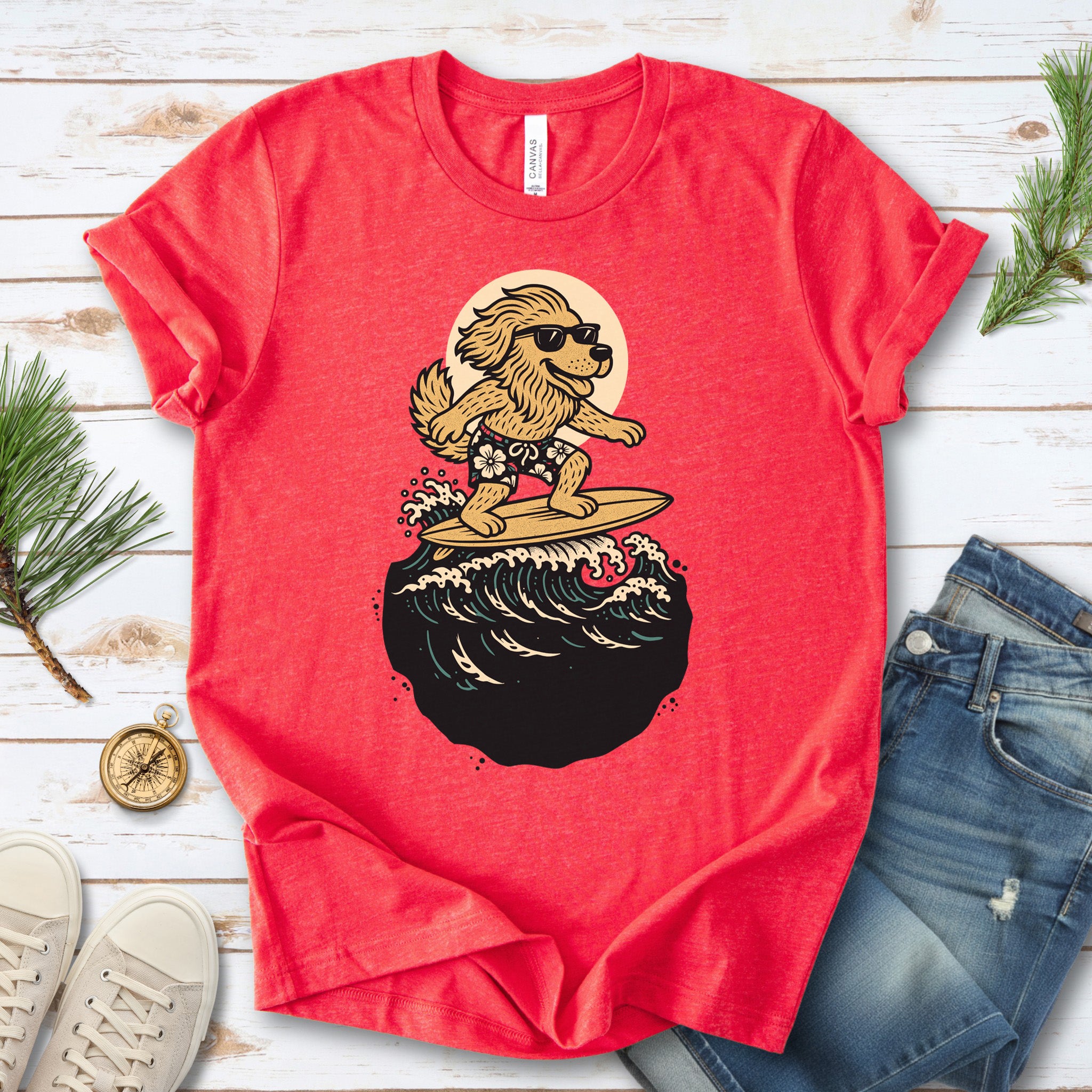 Surfing Dog in Shades T-Shirt