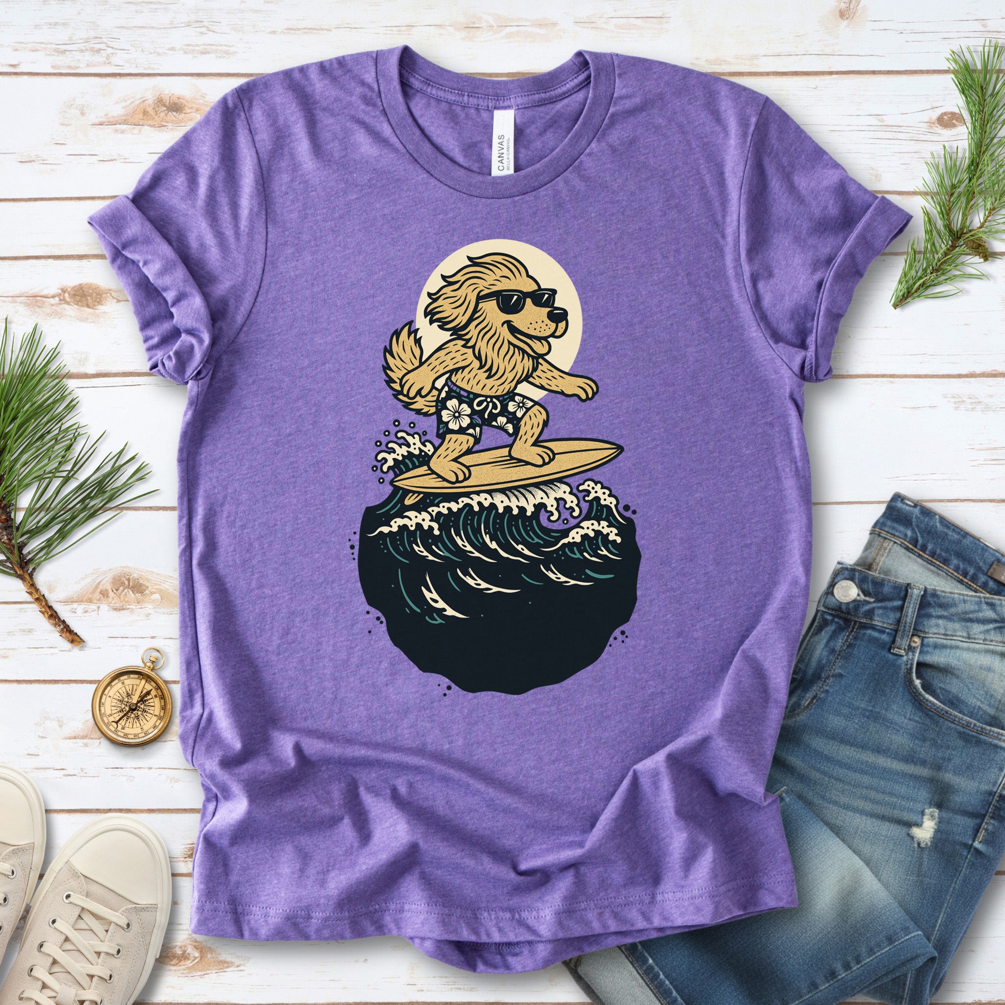 Surfing Dog in Shades T-Shirt