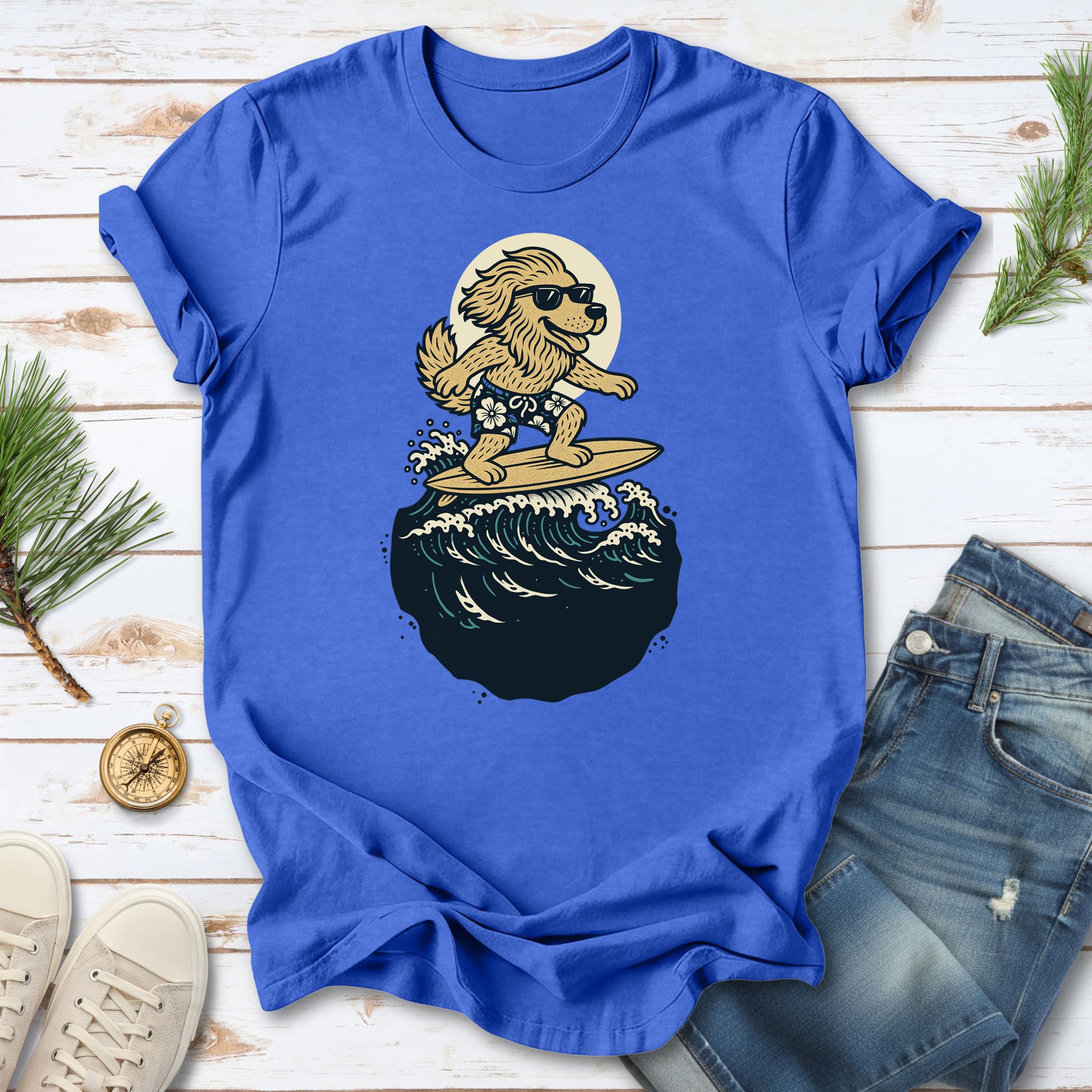 Surfing Dog in Shades T-Shirt