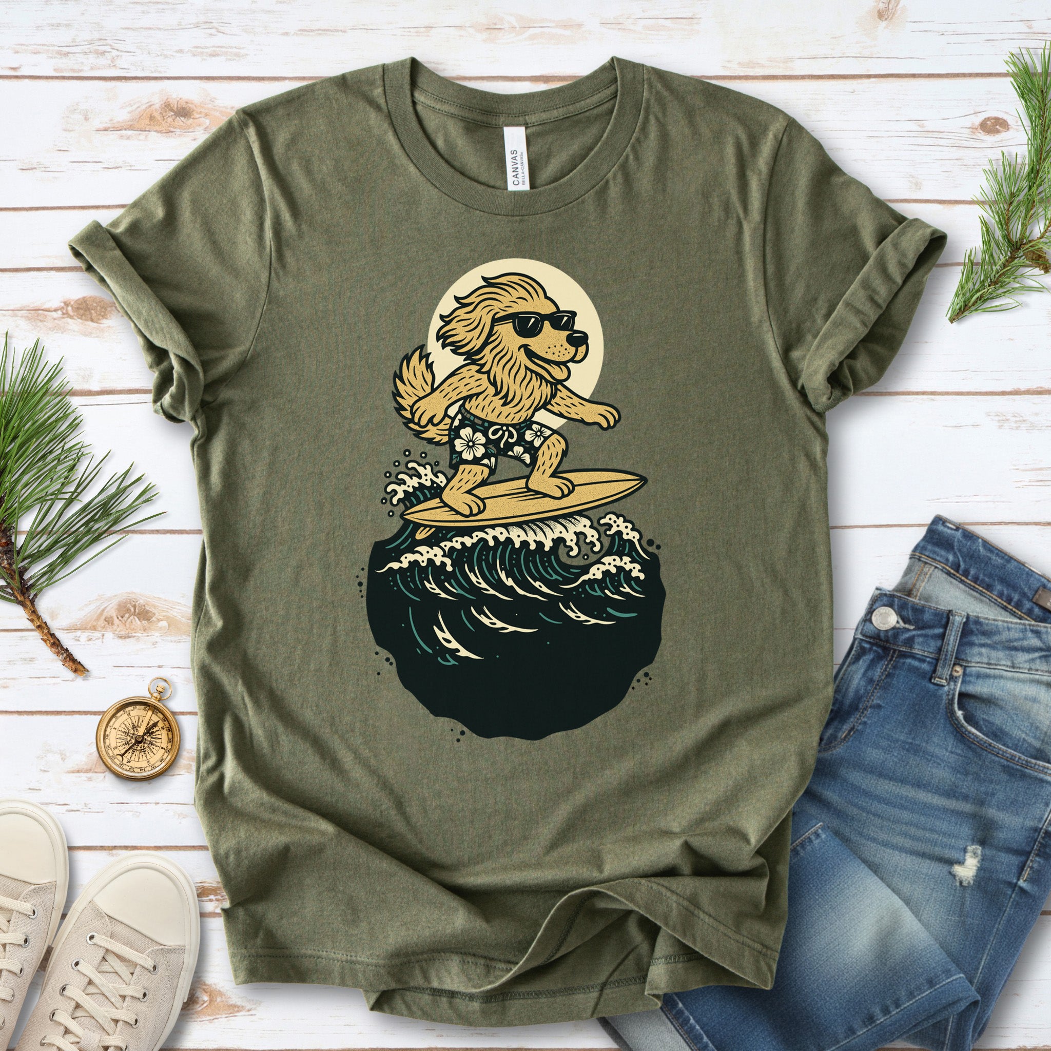 Surfing Dog in Shades T-Shirt