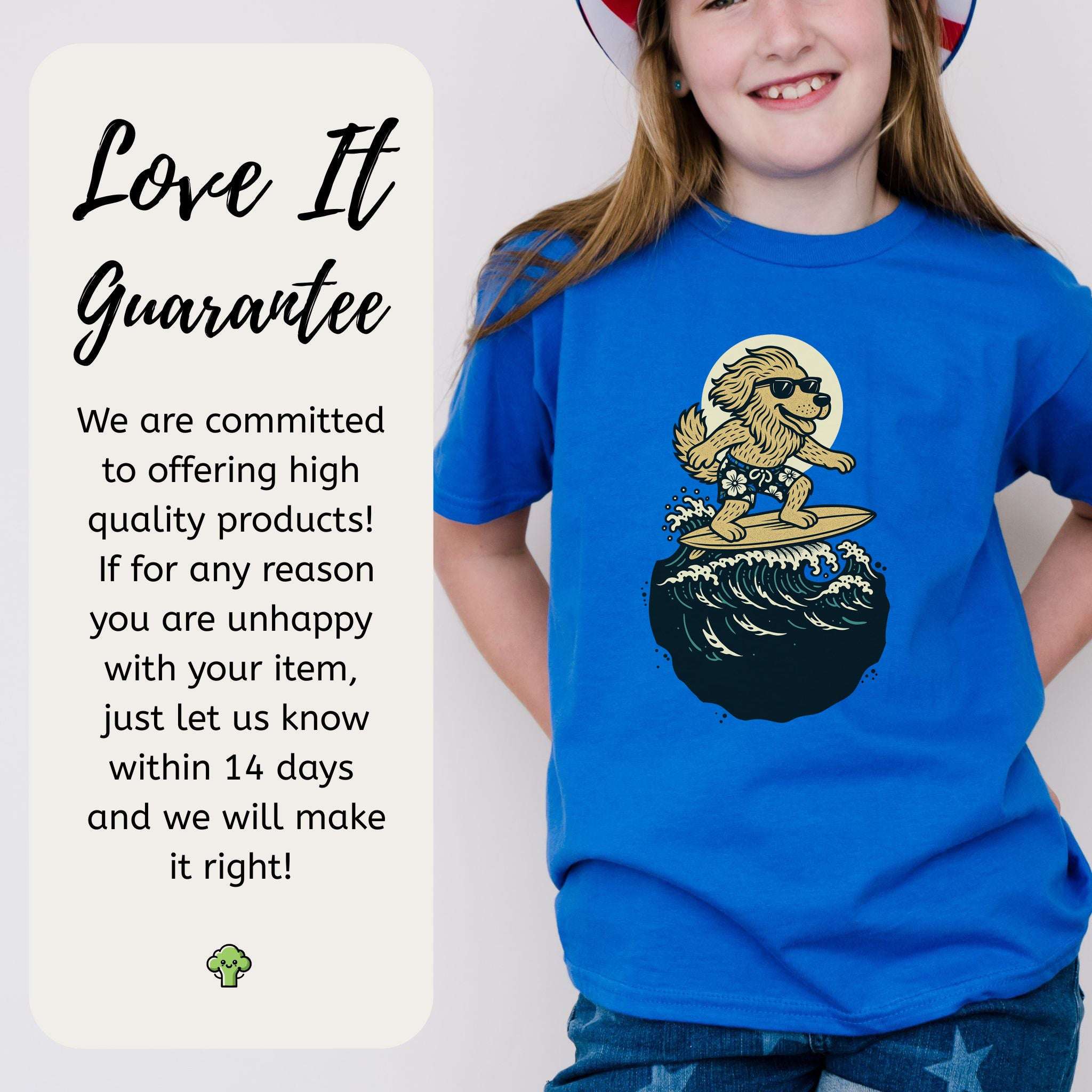 Surfing Dog in Shades – Barkin’ Cool Beach Pup Youth Tee