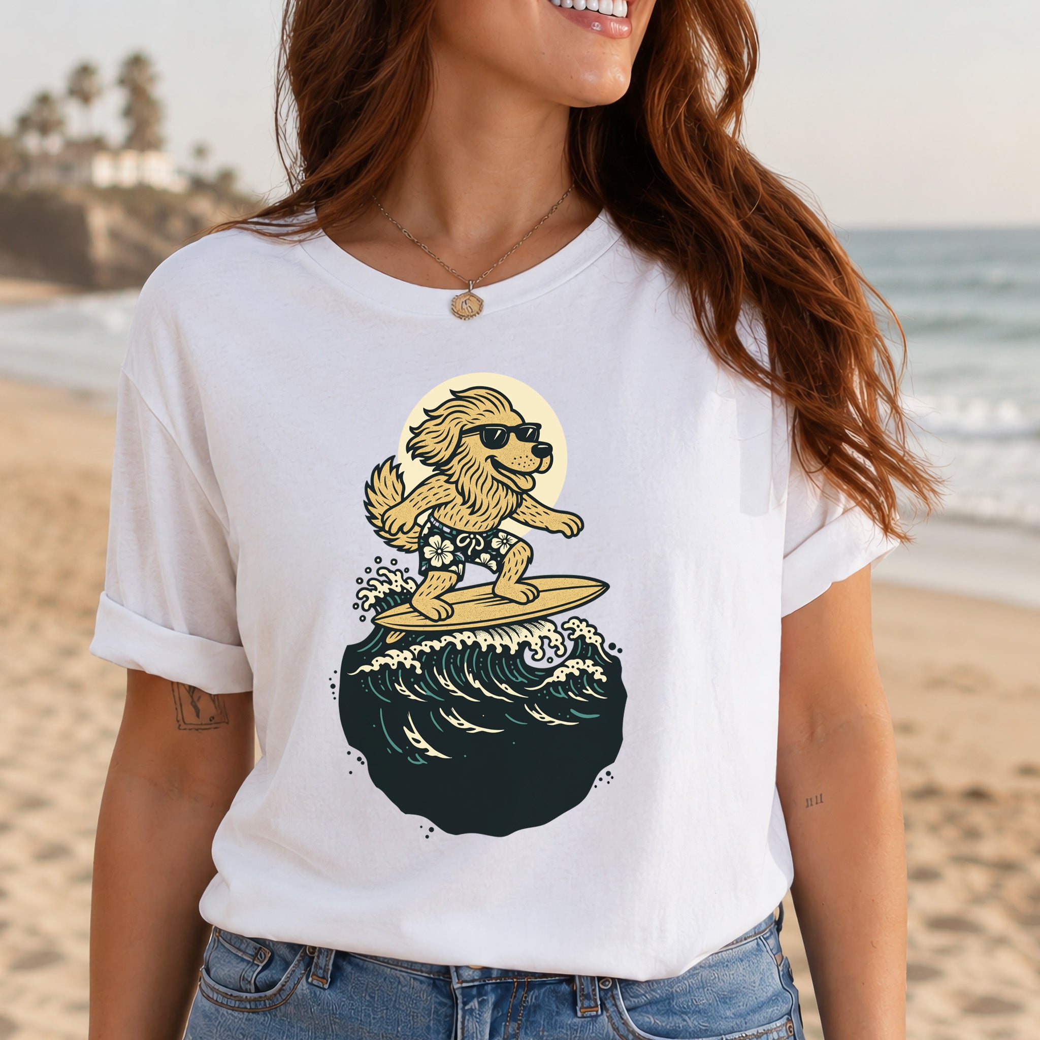 Surfing Dog in Shades T-Shirt
