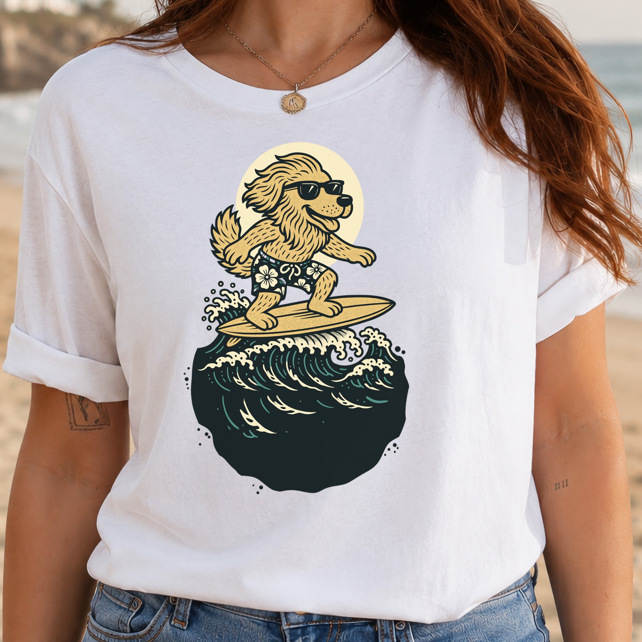 Surfing Dog in Shades T-Shirt