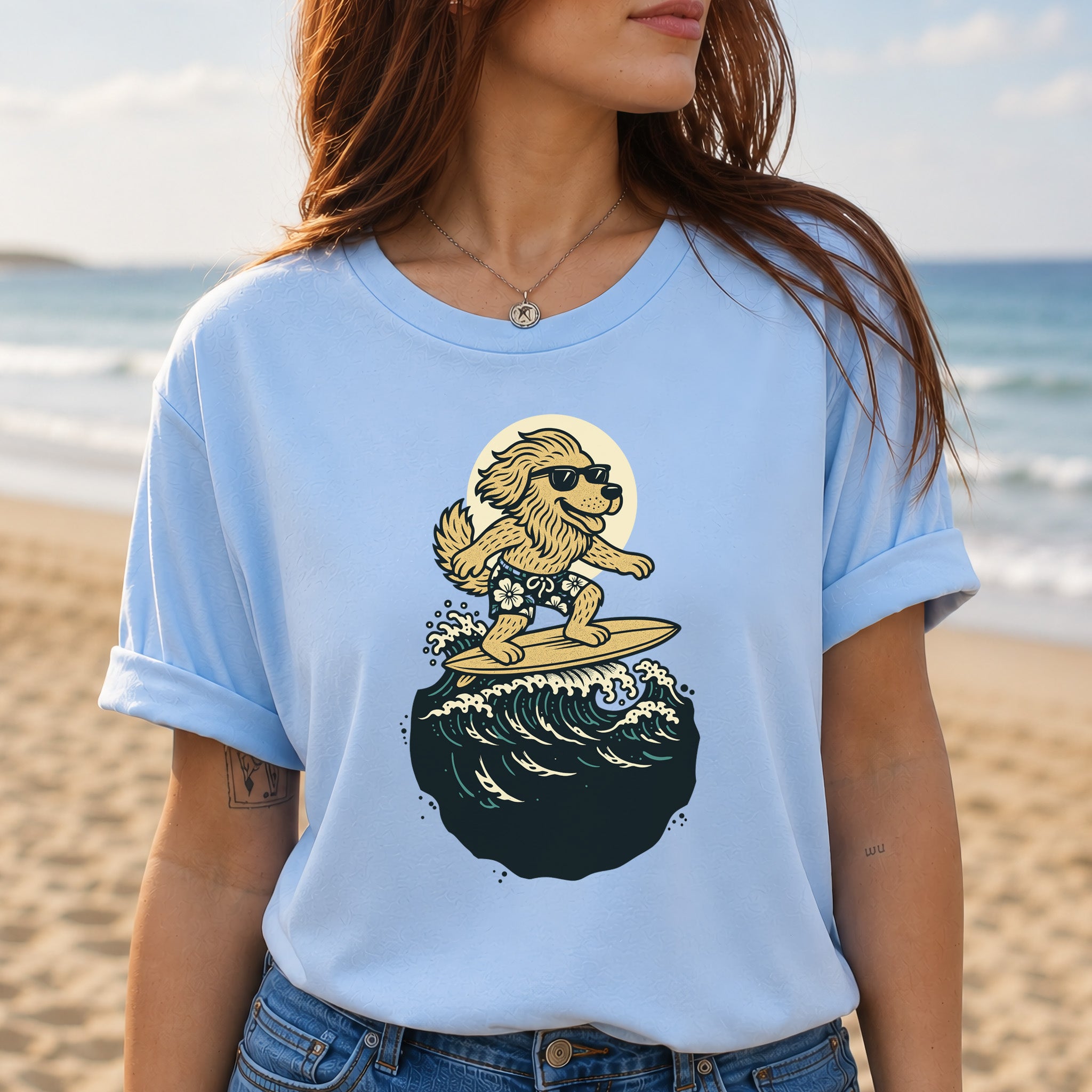 Surfing Dog in Shades T-Shirt