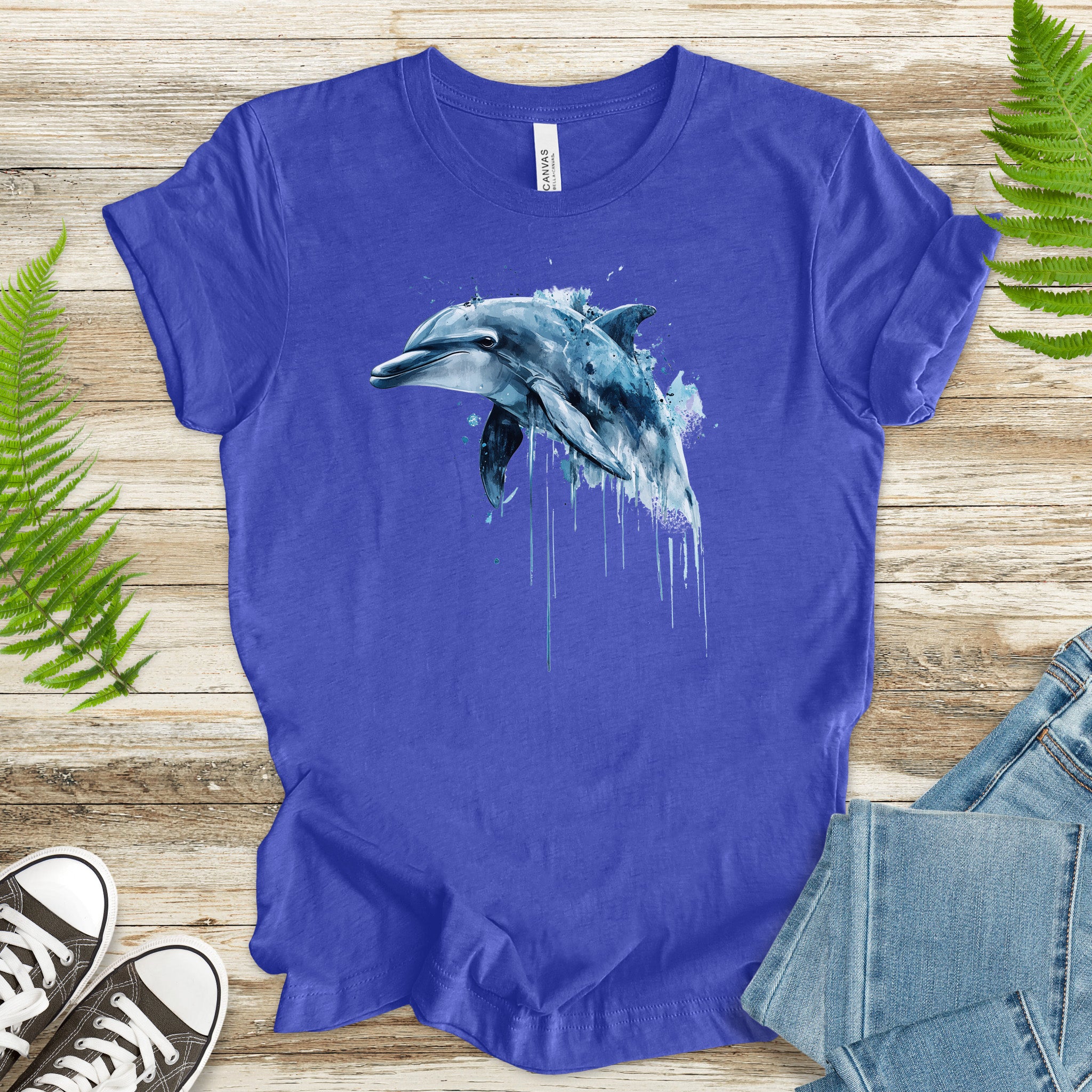 Watercolor Dolphin T-Shirt – Ocean Lover Vintage Sea Life Tee