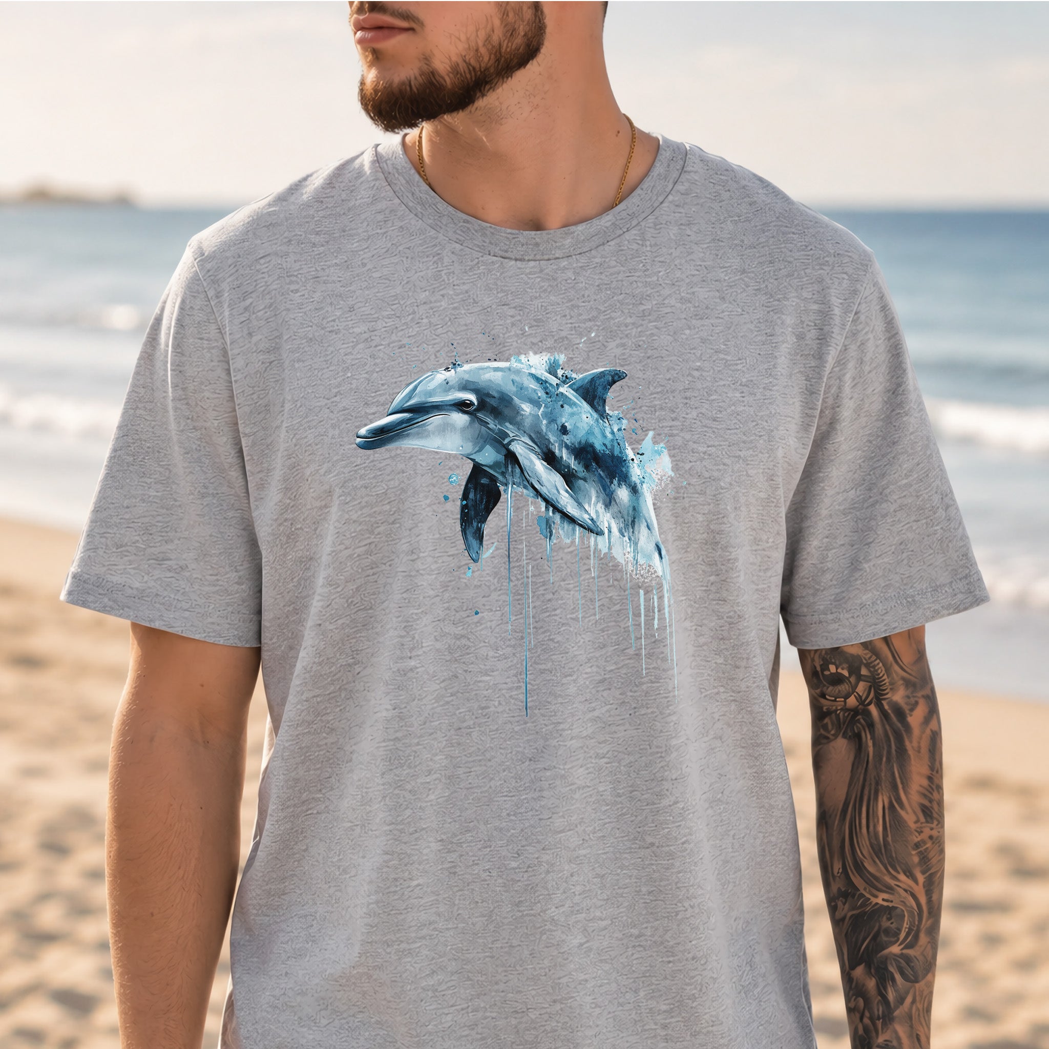 Watercolor Dolphin T-Shirt – Ocean Lover Vintage Sea Life Tee