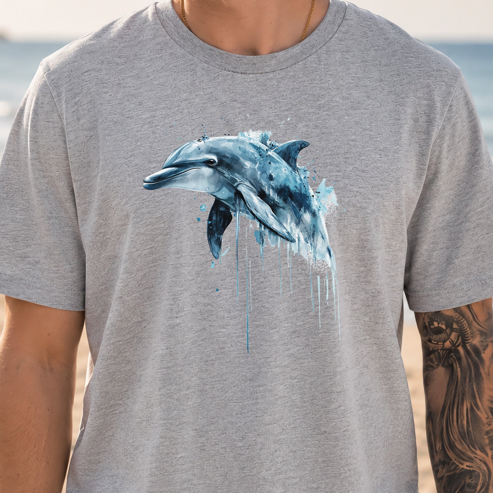 Watercolor Dolphin T-Shirt – Ocean Lover Vintage Sea Life Tee
