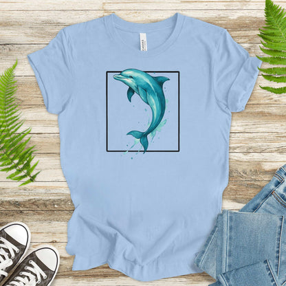 Watercolor Dolphin T-Shirt – Retro Ocean Lover Graphic Tee