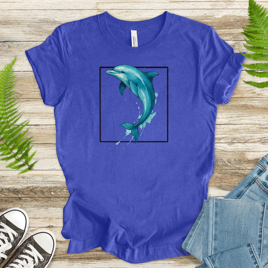 Watercolor Dolphin T-Shirt – Retro Ocean Lover Graphic Tee