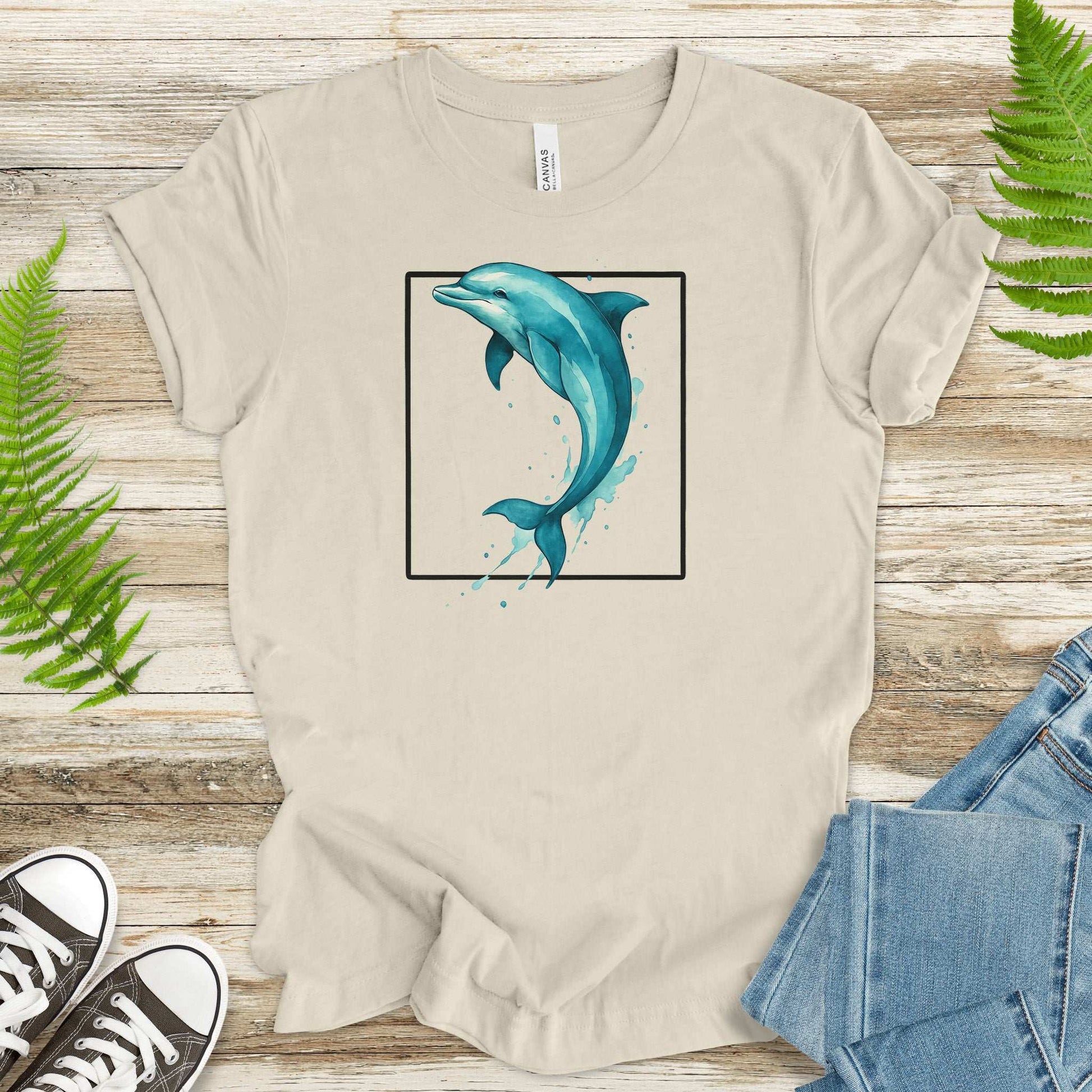 Watercolor Dolphin T-Shirt – Retro Ocean Lover Graphic Tee