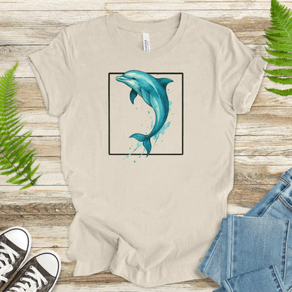 Watercolor Dolphin T-Shirt – Retro Ocean Lover Graphic Tee