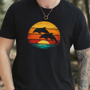 Dolphins at Vintage Sunset Retro Ocean T-Shirt