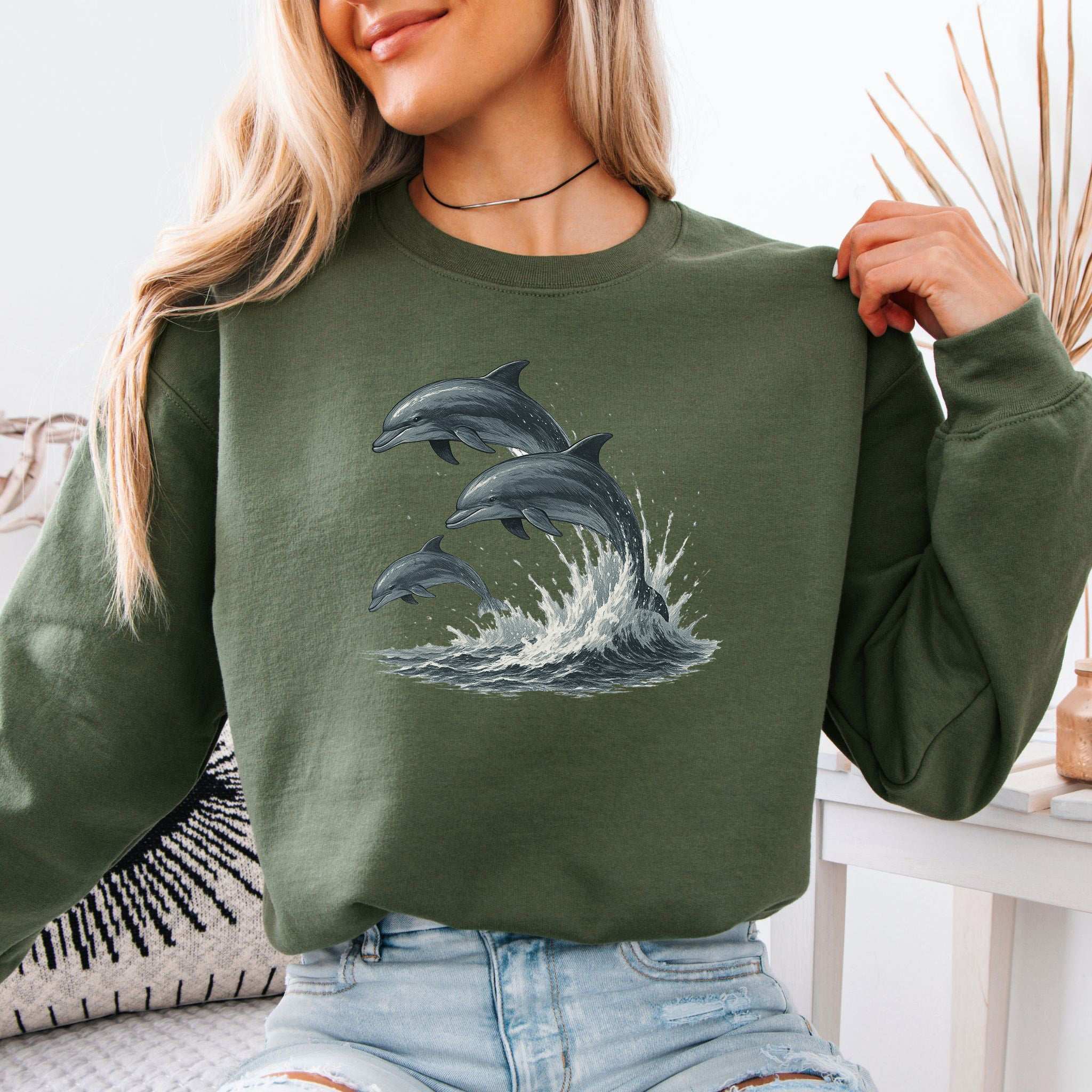 Jumping Dolphins Sweatshirt – Spirit Animal of Joy and Ocean Freedom