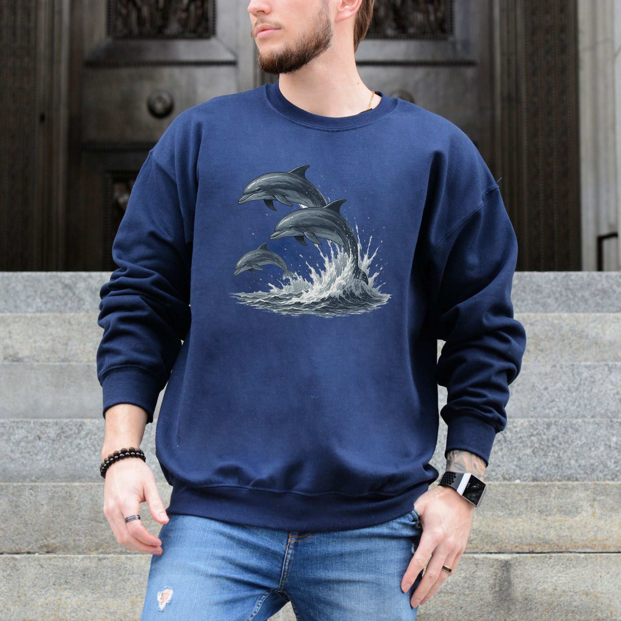 Jumping Dolphins Sweatshirt – Spirit Animal of Joy and Ocean Freedom