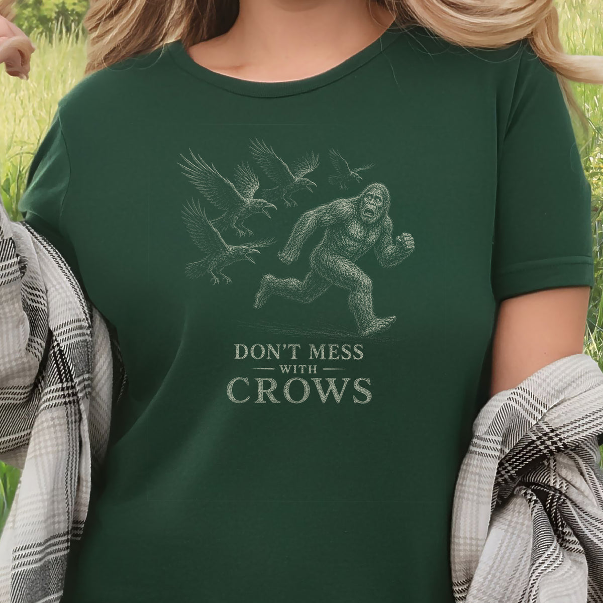 Don’t Mess With Crows T-Shirt – Funny Bigfoot Crow Cryptid Tee