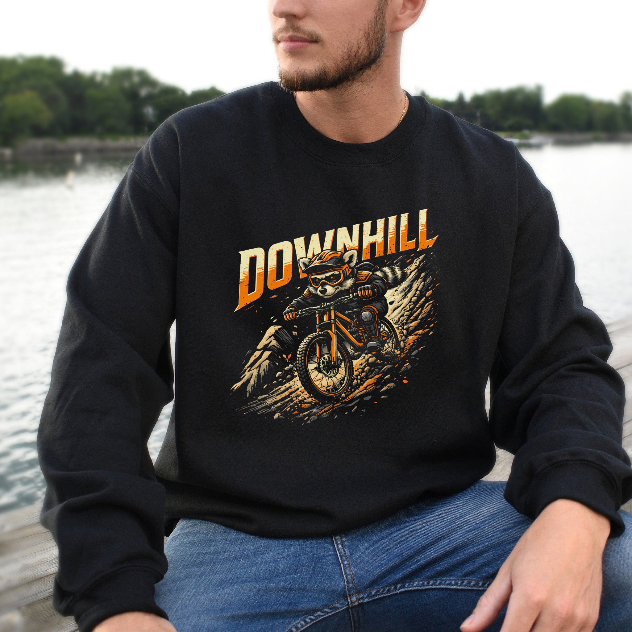 Downhill Raccoon Mountain Biking Adventure Sweatshirt