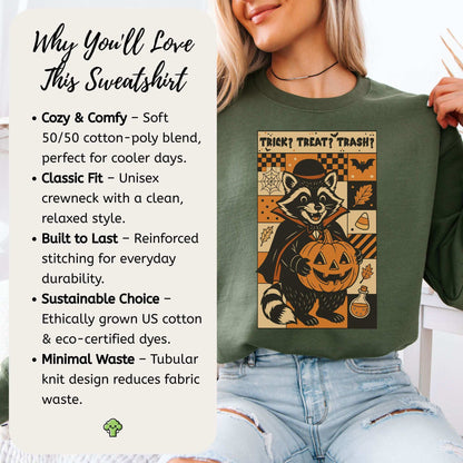 Dracula Raccoon Halloween Sweatshirt – Trick? Treat? Trash? Retro Vibes