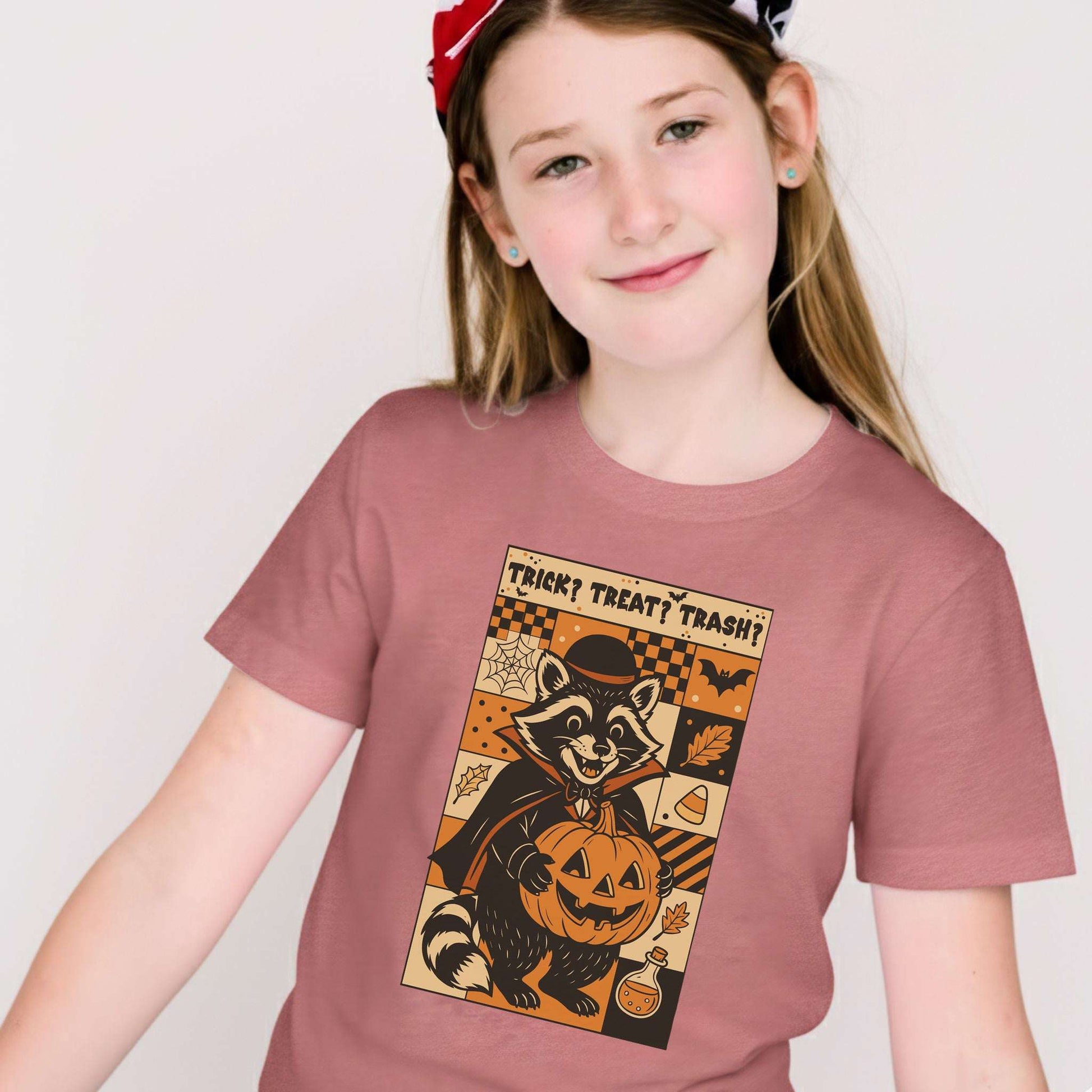 Dracula Raccoon Halloween Youth Tee – Trick? Treat? Trash? Retro Tee