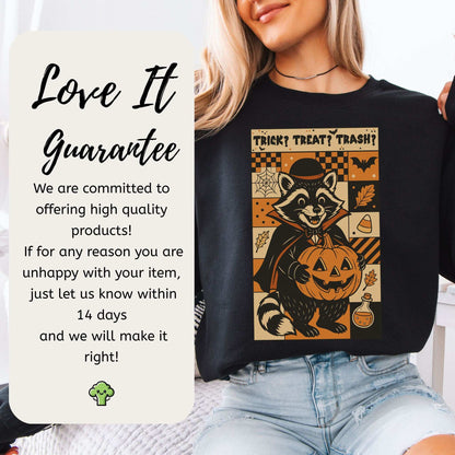 Dracula Raccoon Halloween Sweatshirt – Trick? Treat? Trash? Retro Vibes