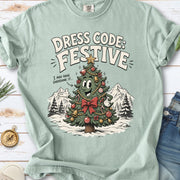 Dress Code Festive Christmas Tree Comfort Colors Shirt – Retro Holiday Tee
