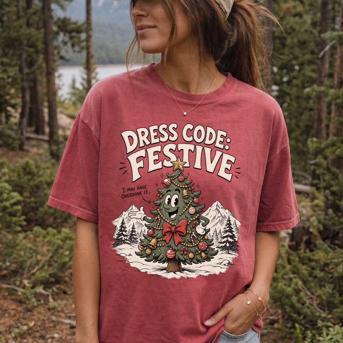 Dress Code Festive Christmas Tree Comfort Colors Shirt – Retro Holiday Tee