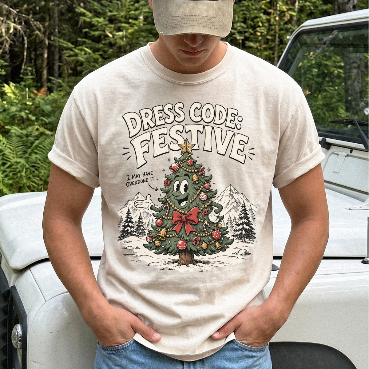Dress Code Festive Christmas Tree Comfort Colors Shirt – Retro Holiday Tee