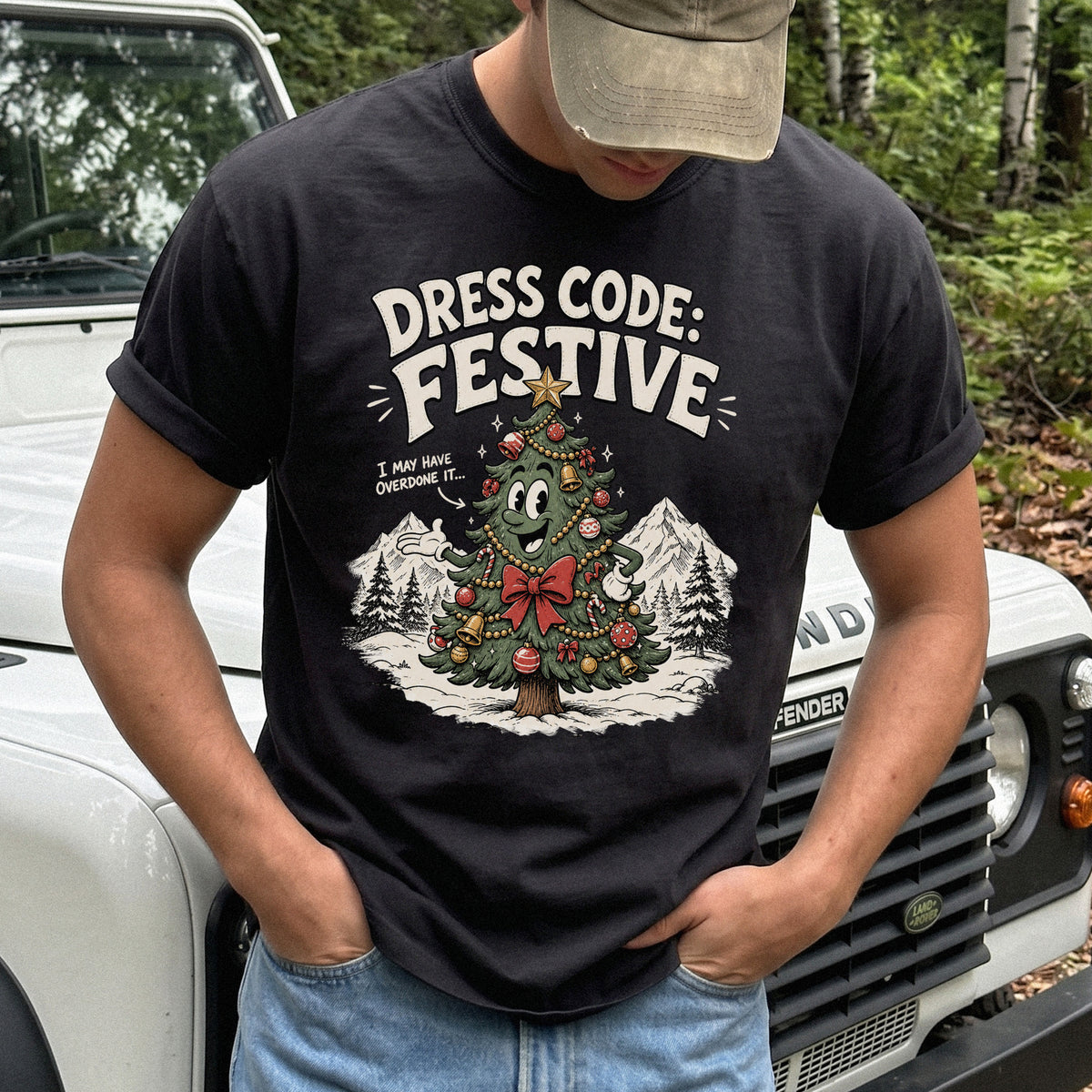 Dress Code Festive Christmas Tree Comfort Colors Shirt – Retro Holiday Tee