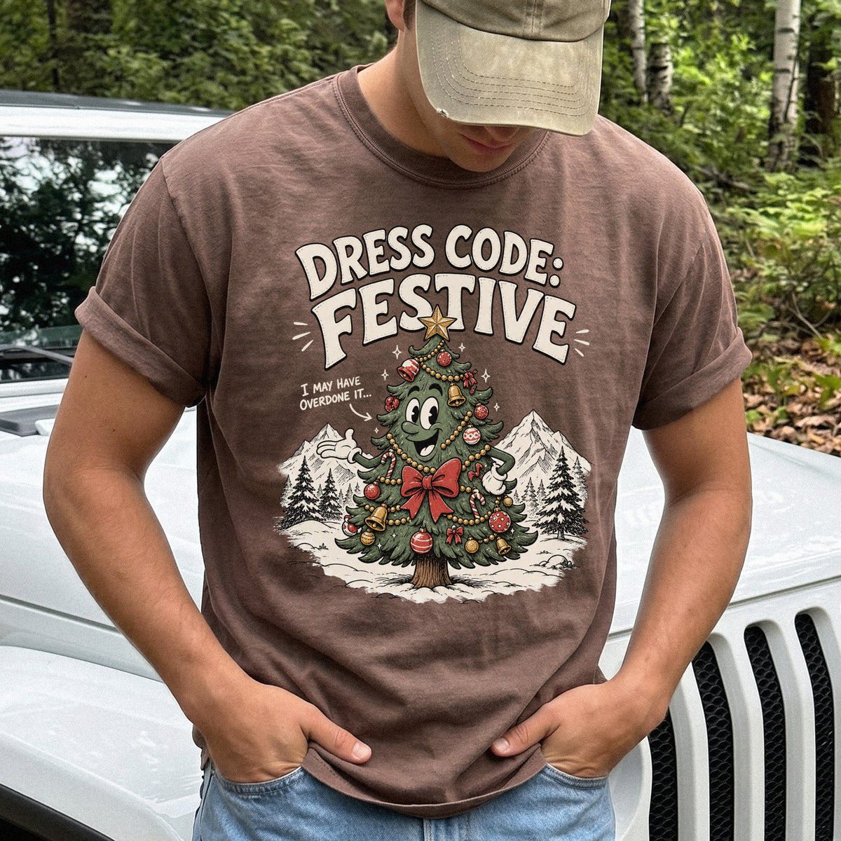 Dress Code Festive Christmas Tree Comfort Colors Shirt – Retro Holiday Tee