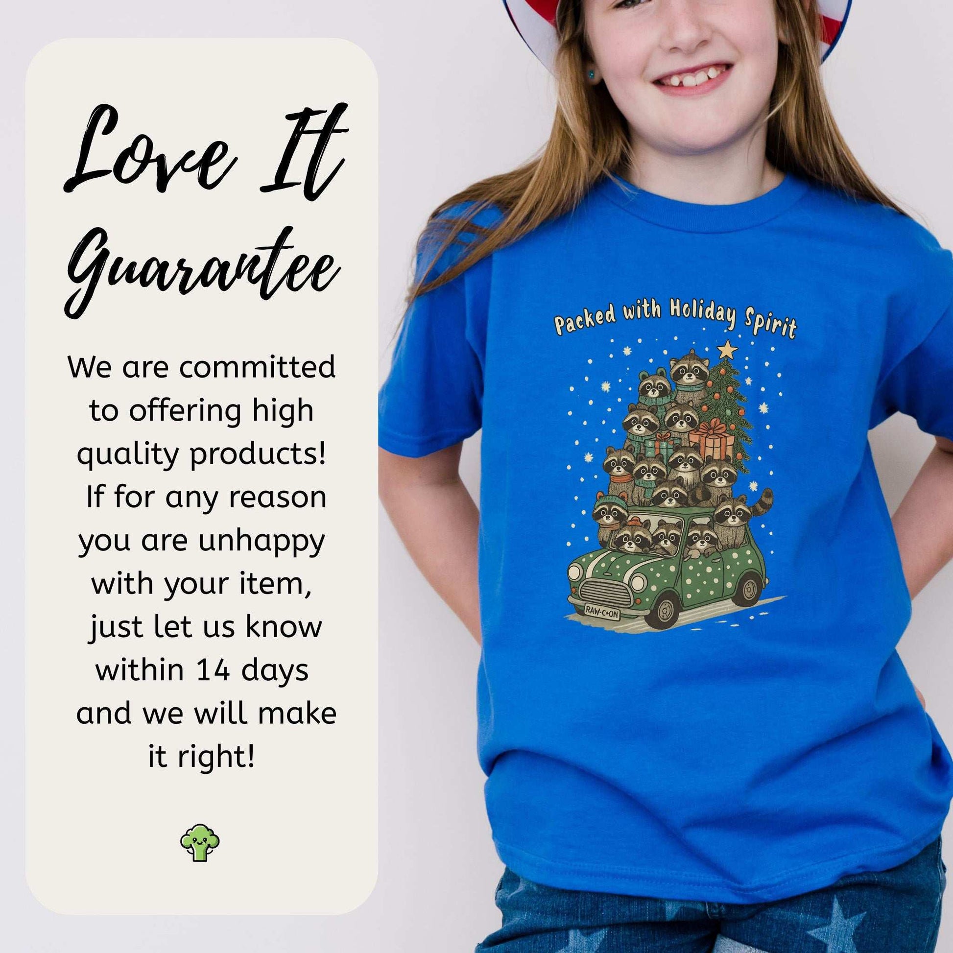 Holiday Raccoon Chaos Kids T-Shirt – Funny Christmas Car Tee - Youth Tee