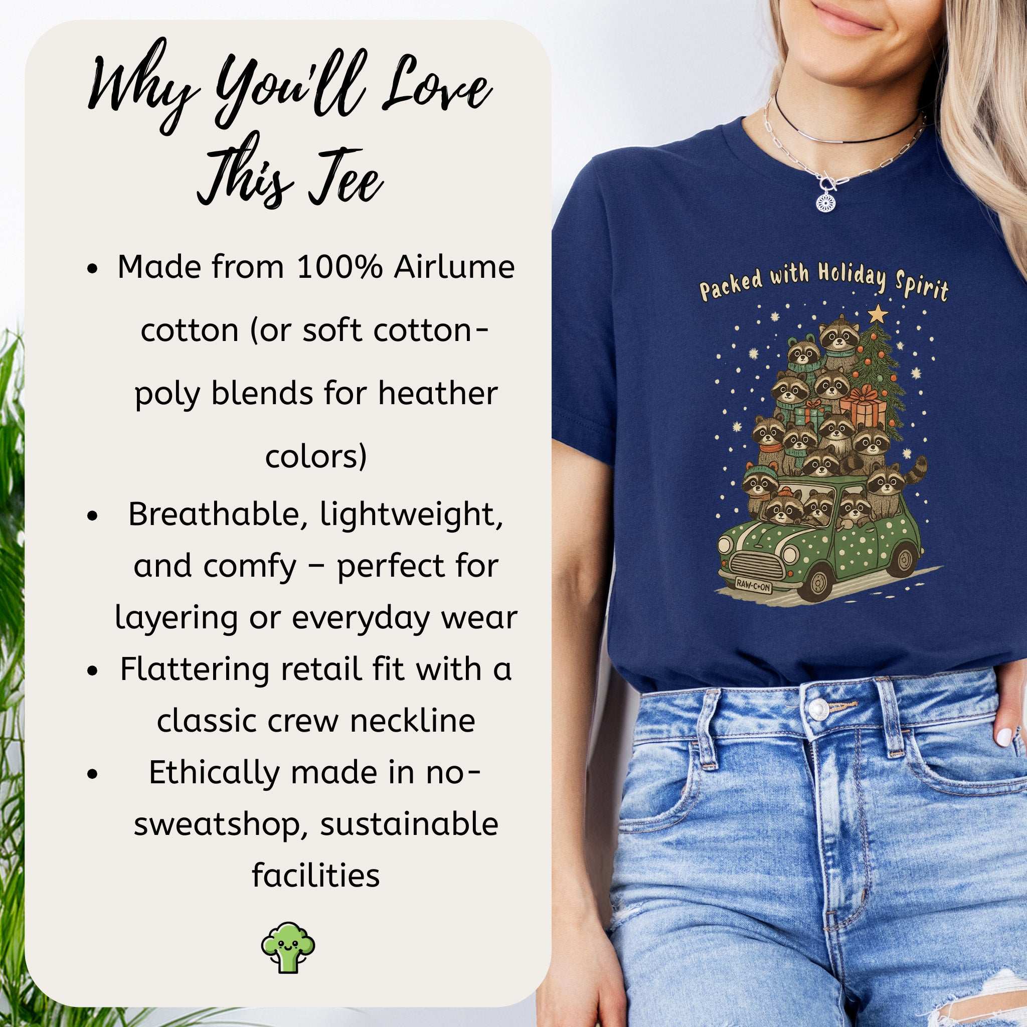 Packed with Holiday Spirit Raccoon T-Shirt – Funny Christmas Car Chaos Tee